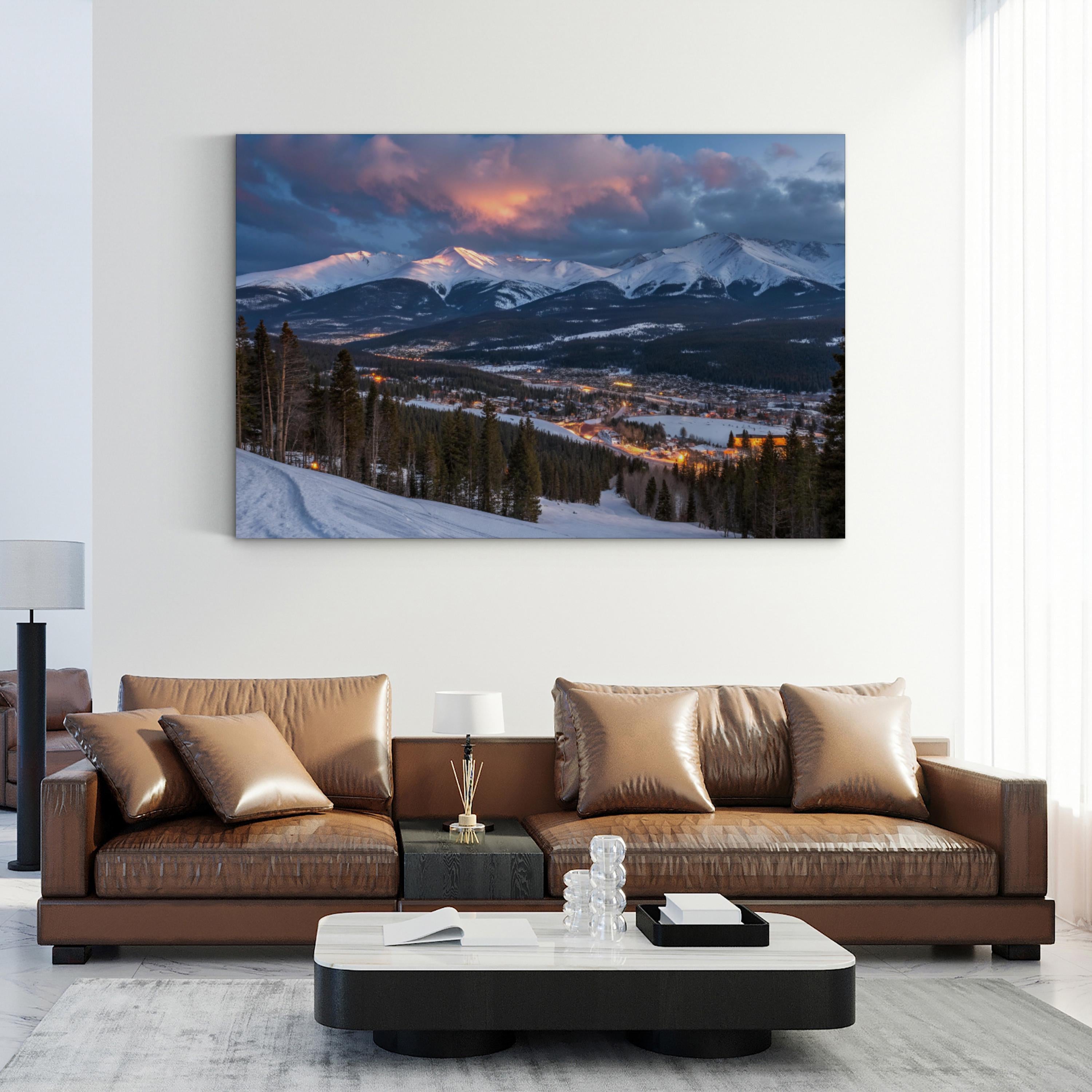 Breckenridge Snowy Mountain Dusk – Vintage Photography Wall Art | Rocky Mountain Canvas Print