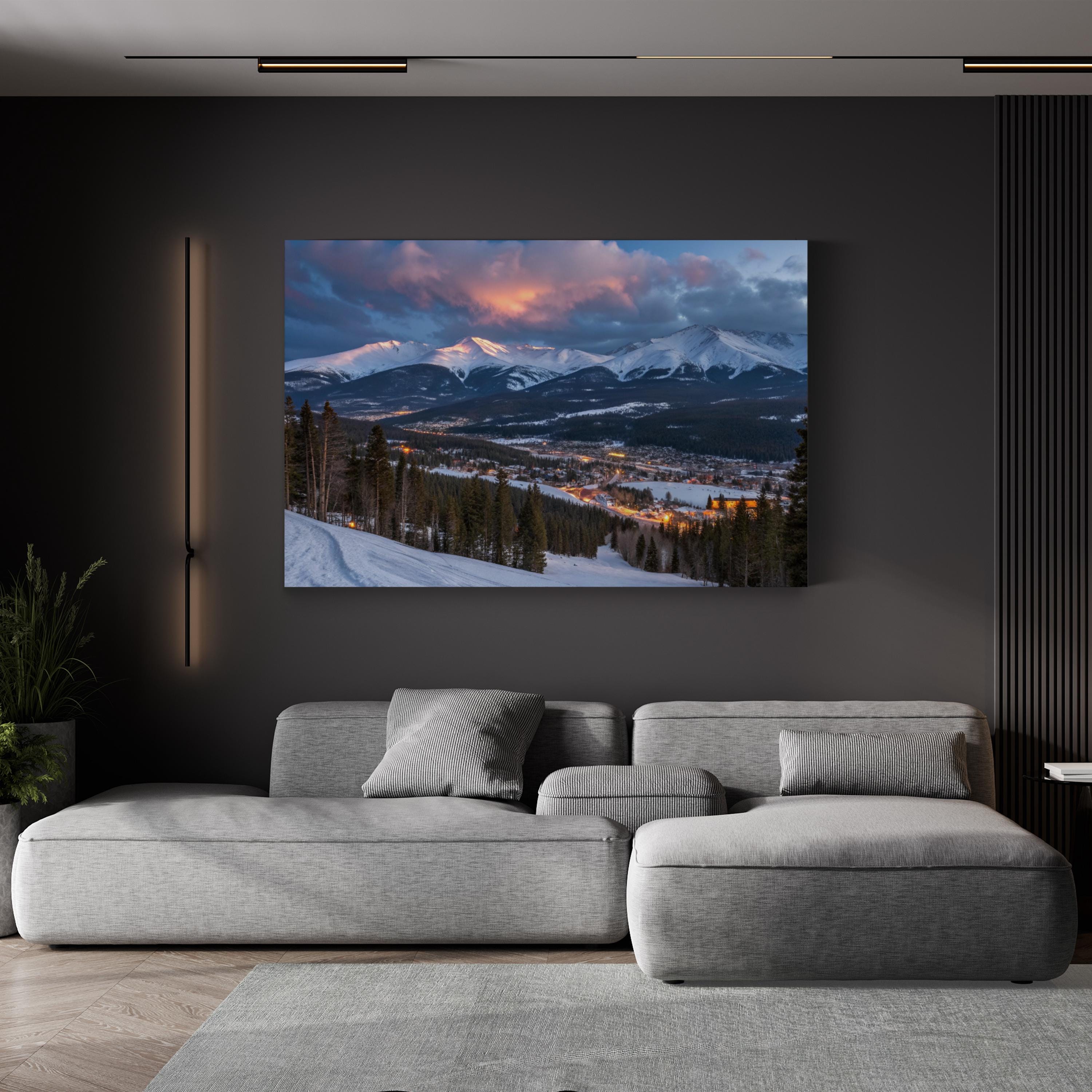 Breckenridge Snowy Mountain Dusk – Vintage Photography Wall Art | Rocky Mountain Canvas Print