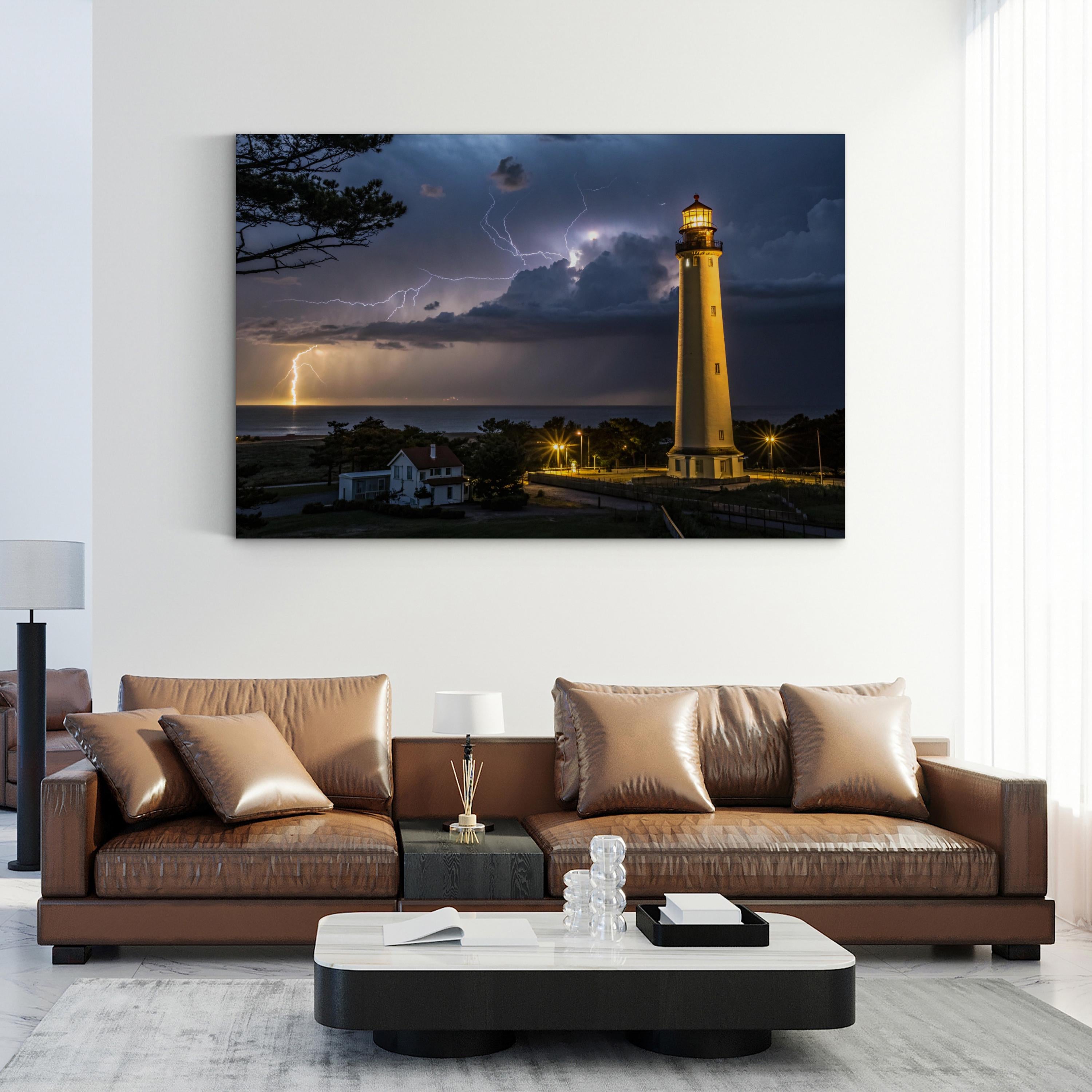 Cape May Lighthouse Storm – Vintage Photography Wall Art | Nautical Canvas Print