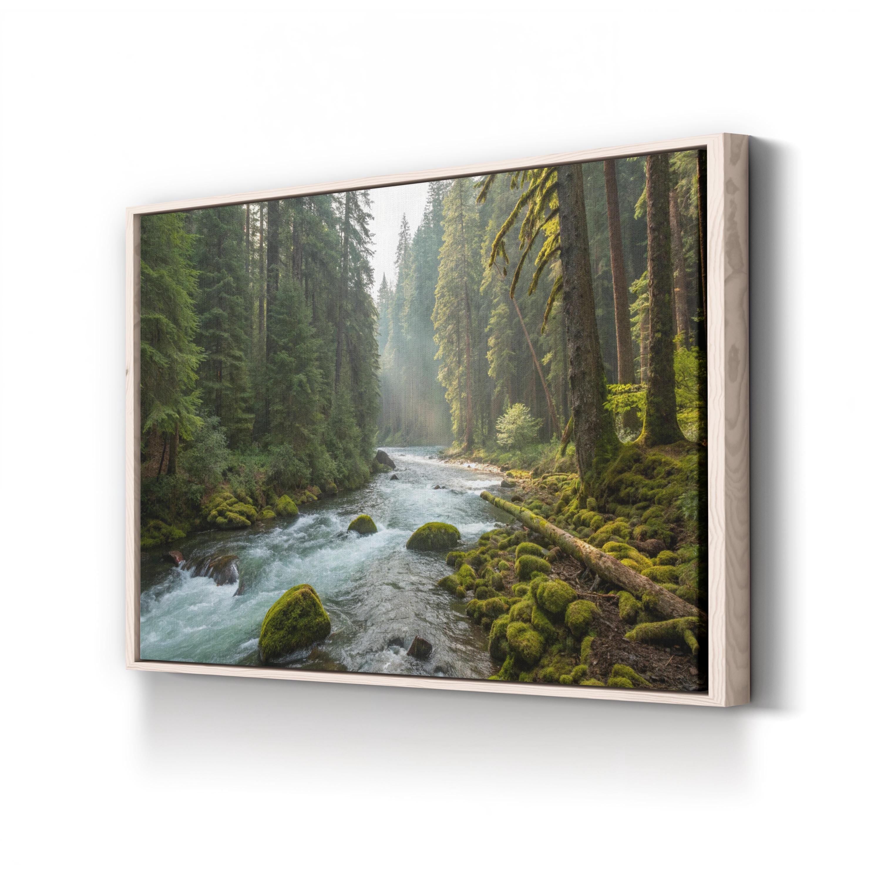 Waterfall River Forest – Vintage Photography Wall Art | Serene Landscape Canvas Print