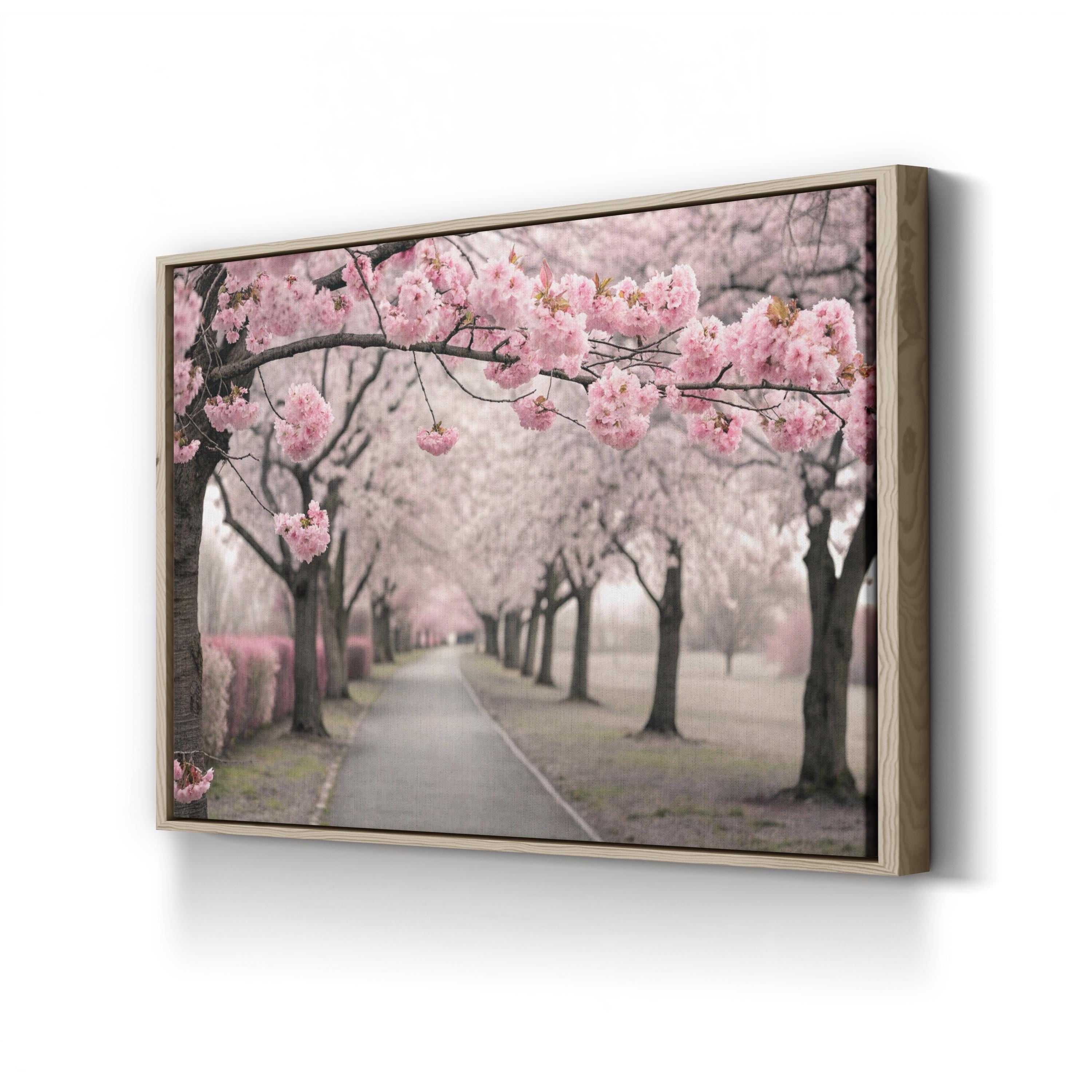 Cherry Blossom Alley – Vintage Photography Wall Art | Spring Floral Pathway Canvas Print