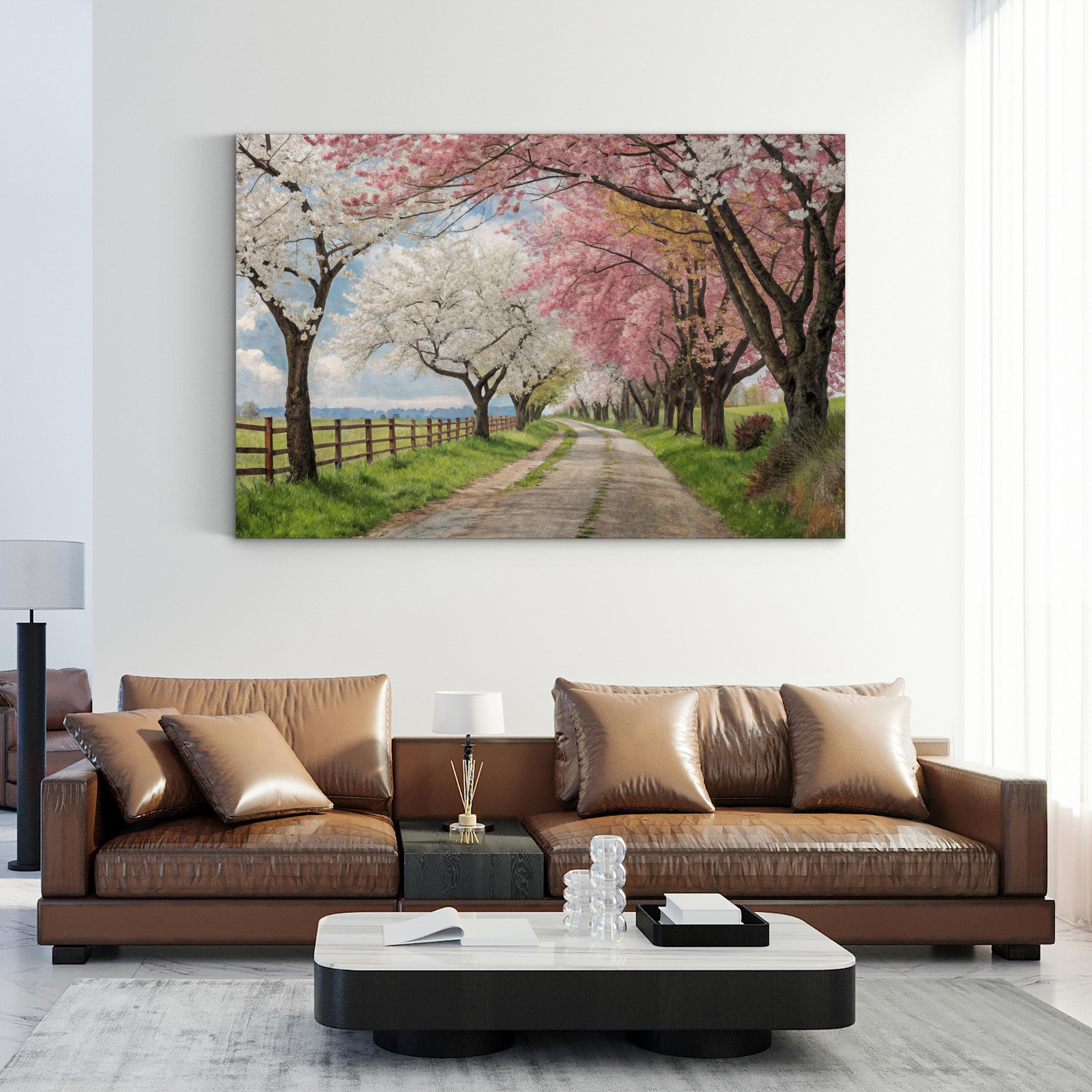 Cherry Blossom Pathway – Vintage Photography Wall Art | Spring Landscape Canvas Print