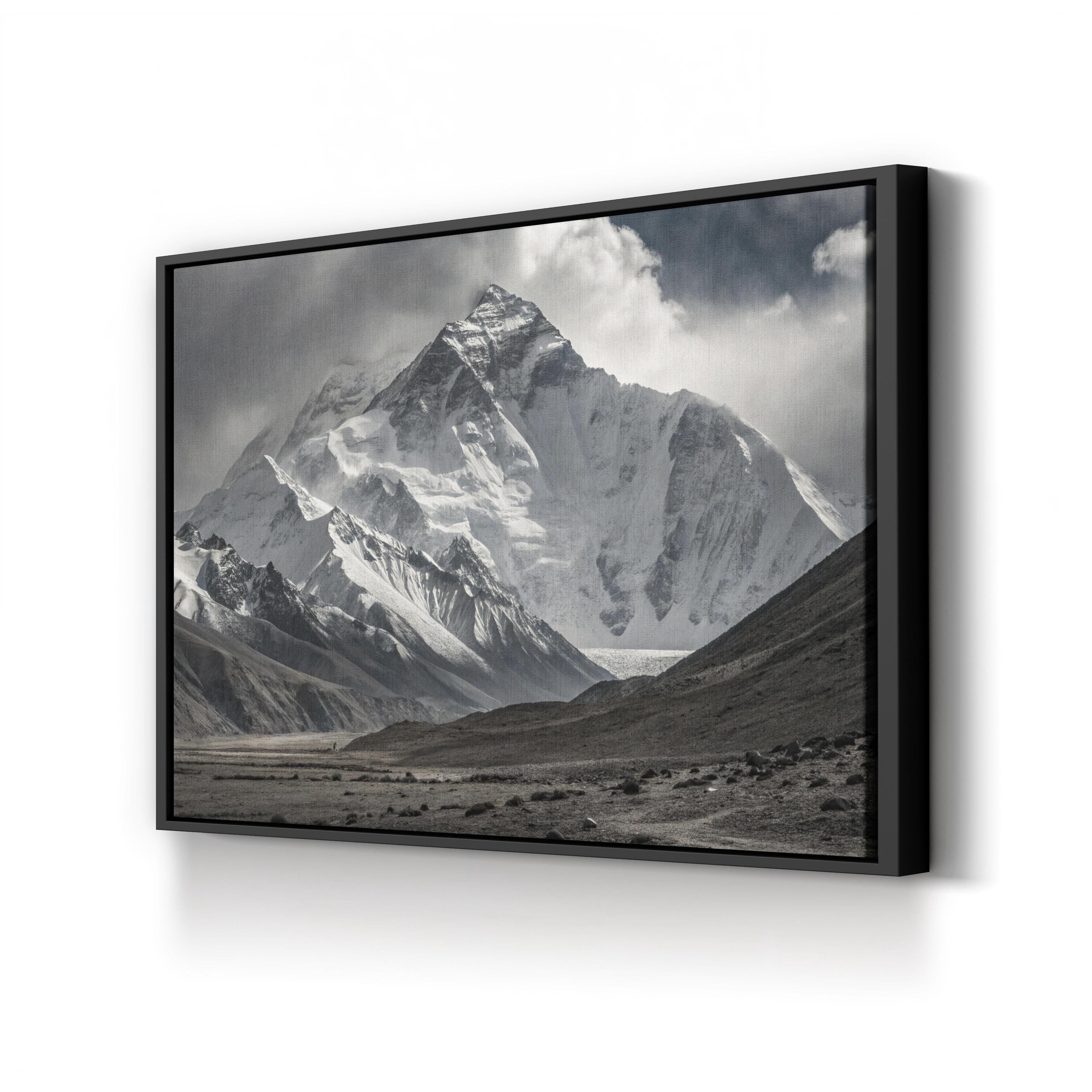 Everest – Vintage Photography Wall Art | Black & White Mountain Canvas Print