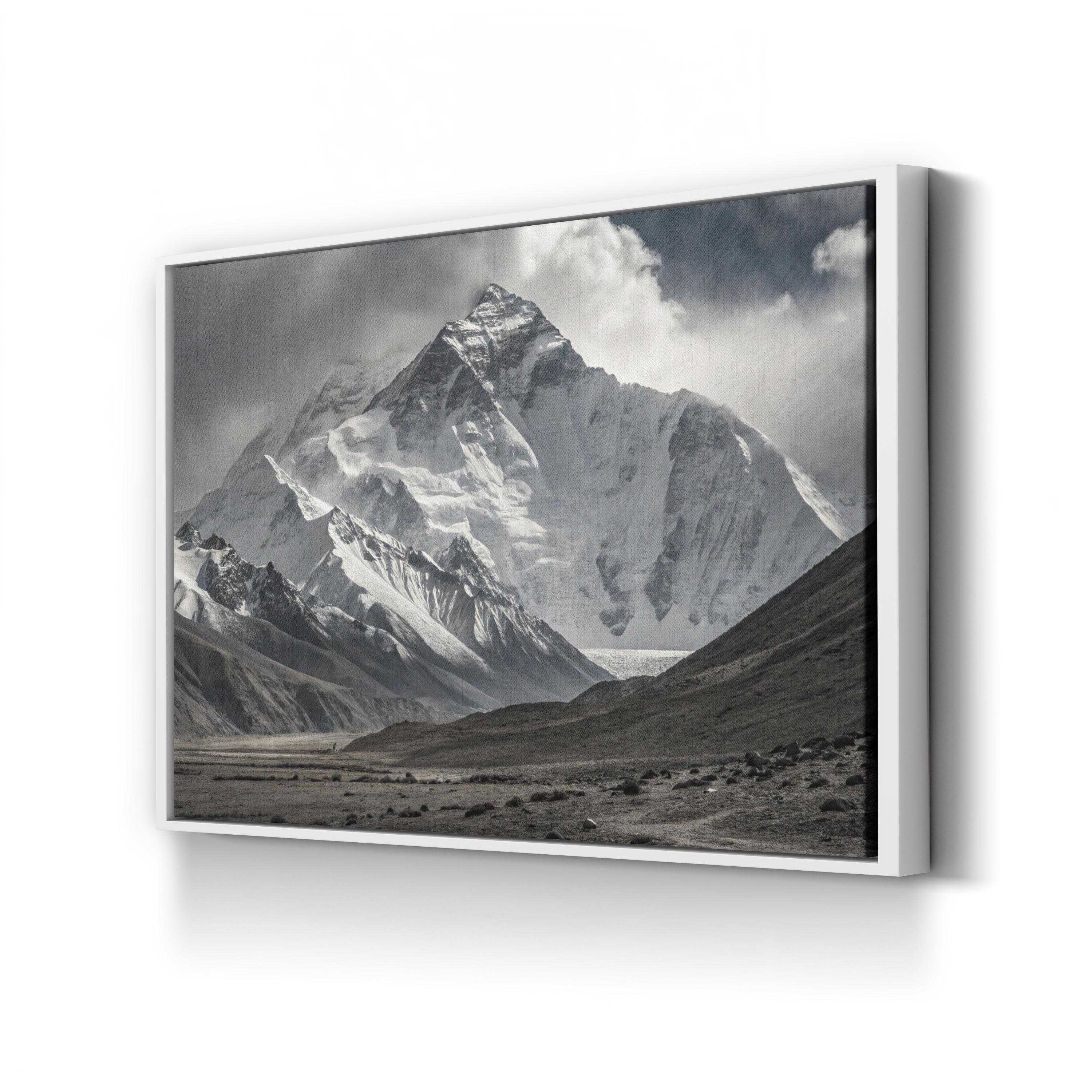 Everest – Vintage Photography Wall Art | Black & White Mountain Canvas Print