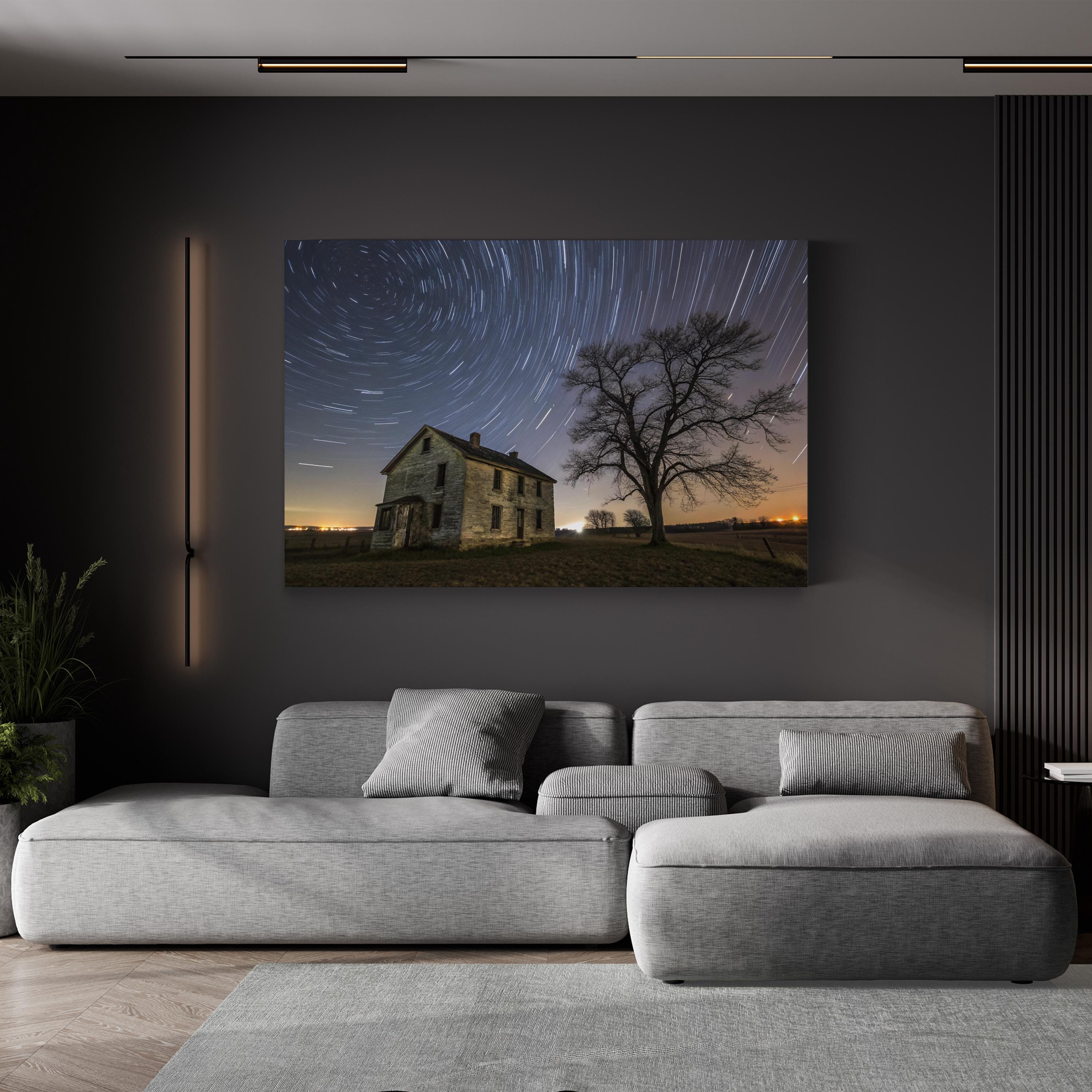 Civil War House Starry Night – Vintage Photography Wall Art | Historic Landscape Canvas Print