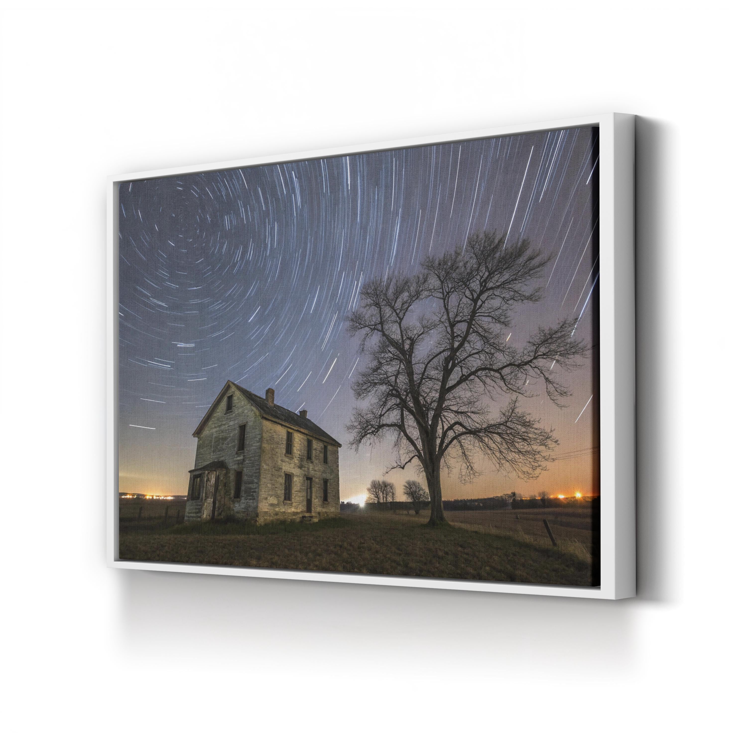 Civil War House Starry Night – Vintage Photography Wall Art | Historic Landscape Canvas Print
