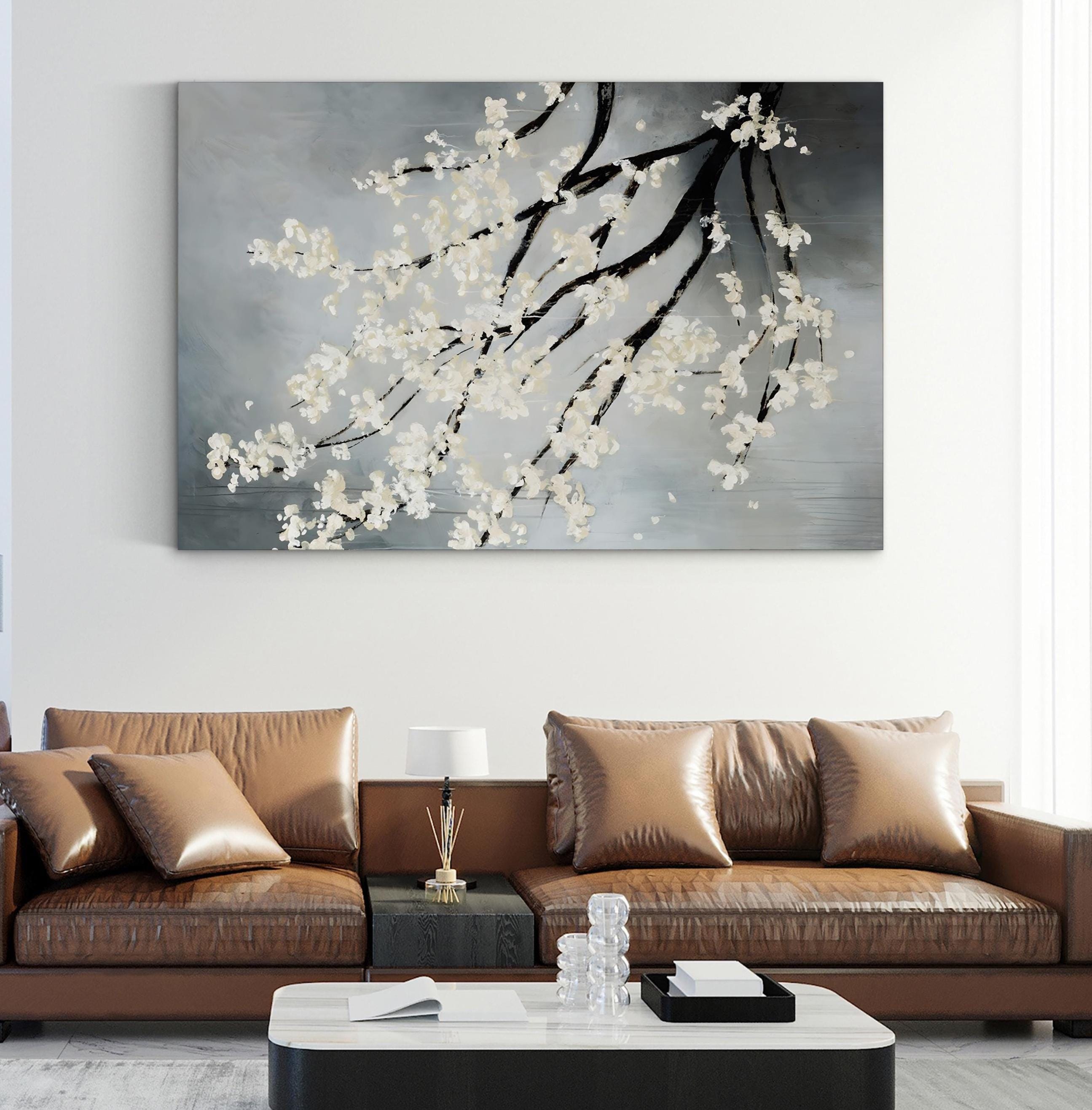 Cherry Blossom Canvas Art: Black and White Minimalist By Kari Taylor