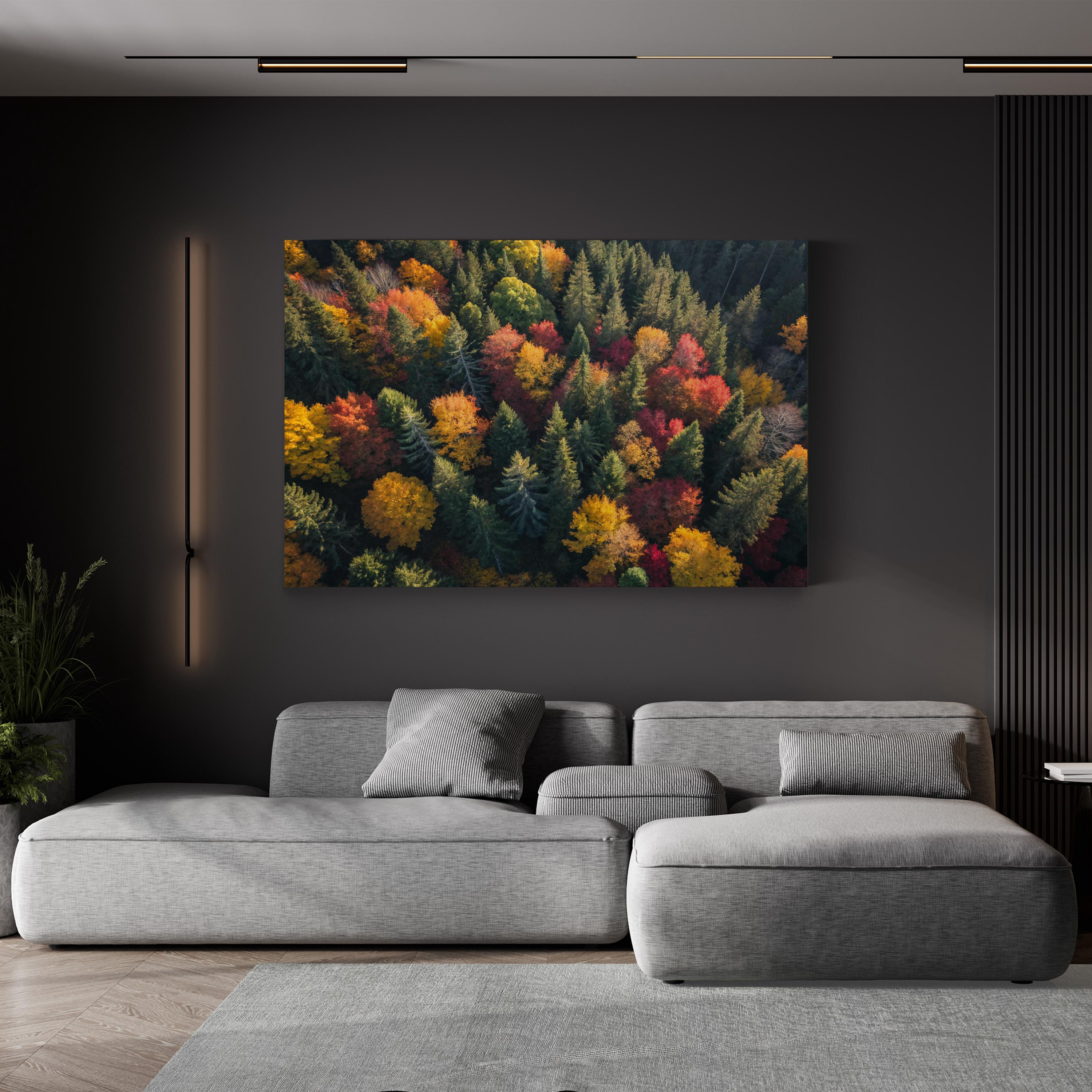 Autumn Forest Canopy Aerial – Vintage Photography Wall Art | Fall Foliage Canvas Print