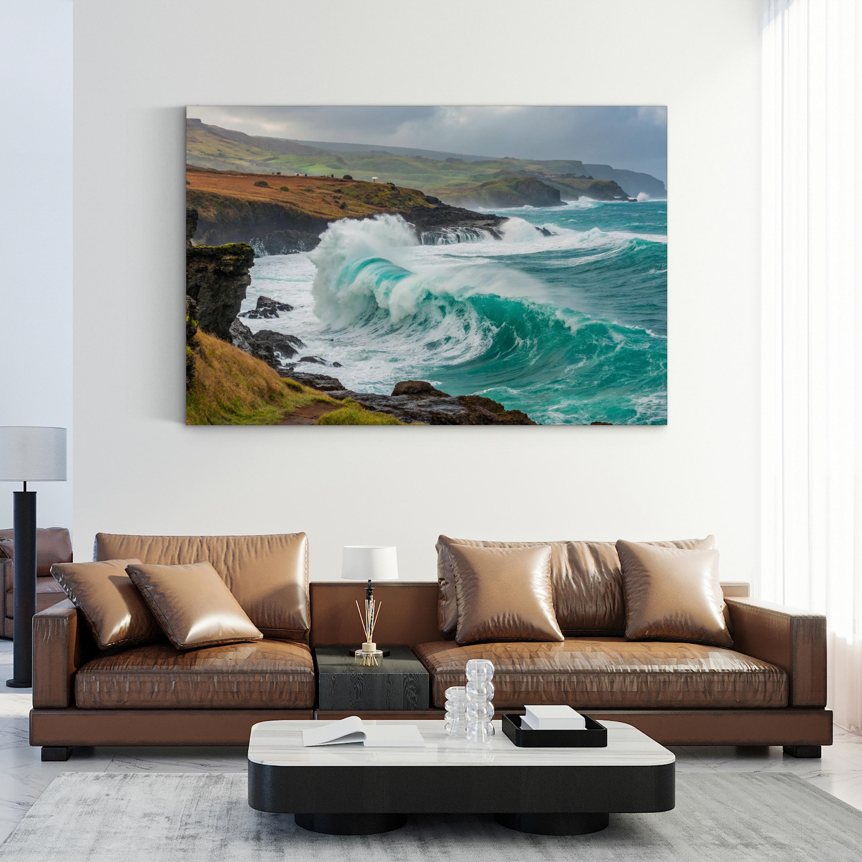 Powerful Crashing Ocean— Coastal Seascape Canvas Wall Art for Living Room Décor