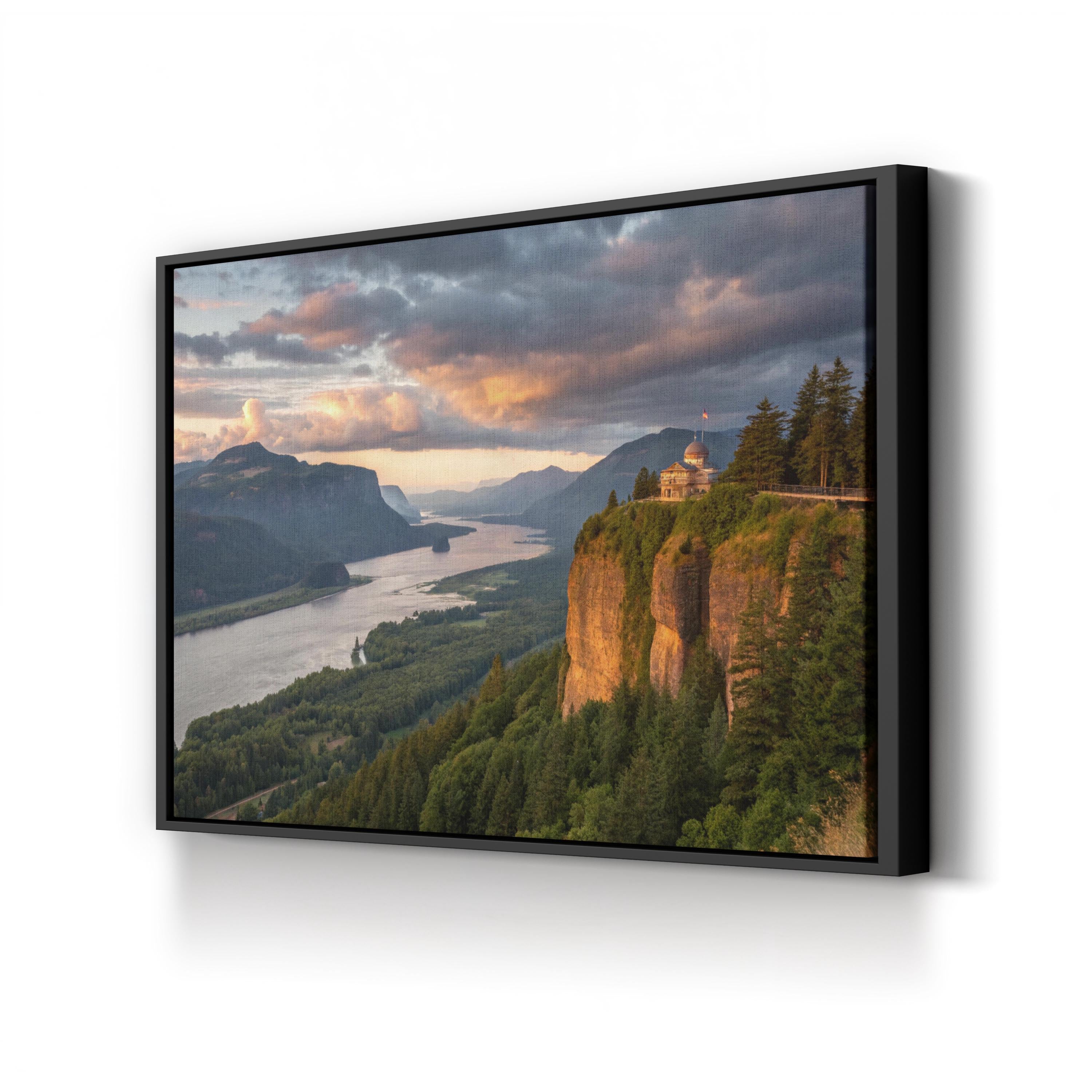 Columbia River Gorge Sunset – Vintage Photography Wall Art | Scenic Landscape Canvas Print