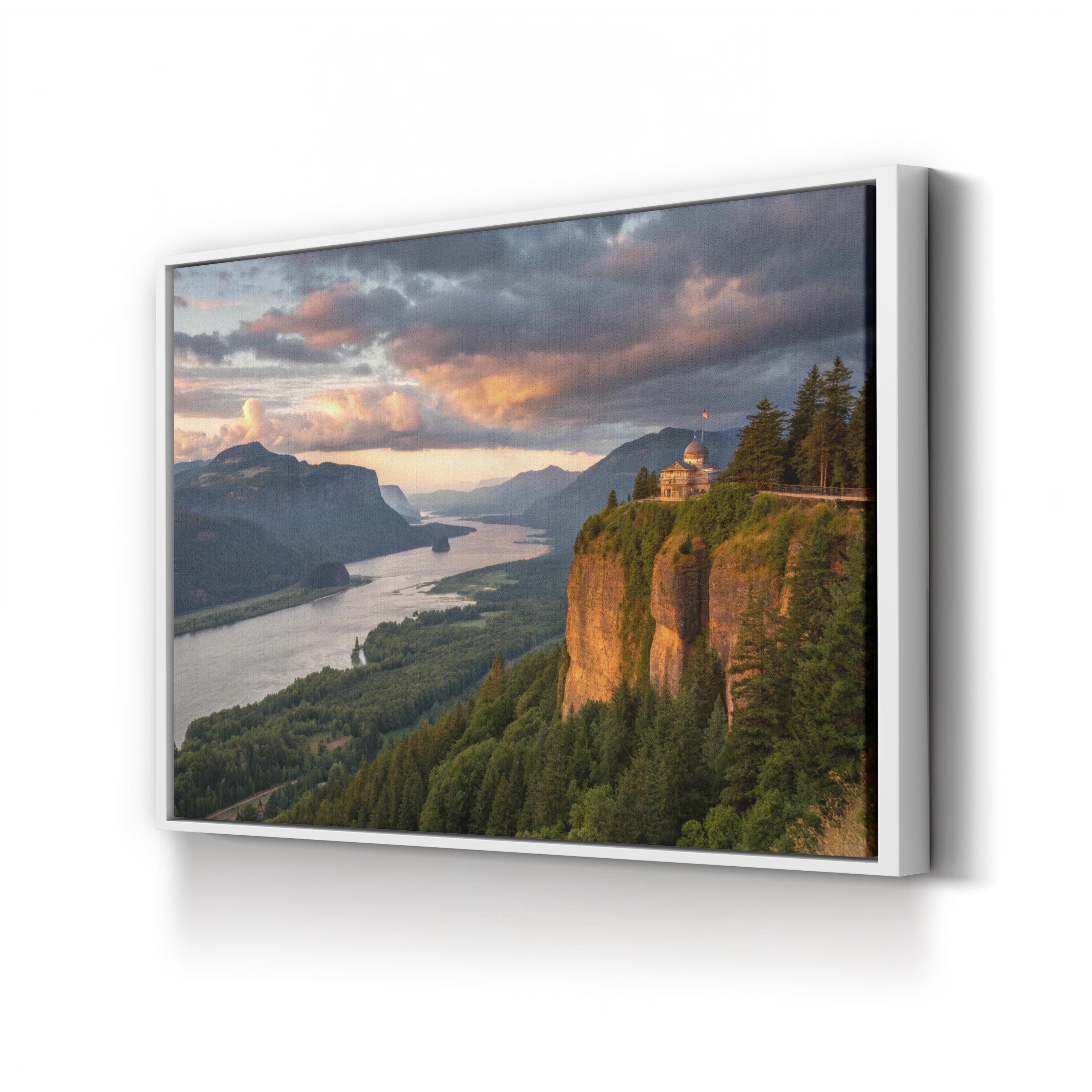 Columbia River Gorge Sunset – Vintage Photography Wall Art | Scenic Landscape Canvas Print
