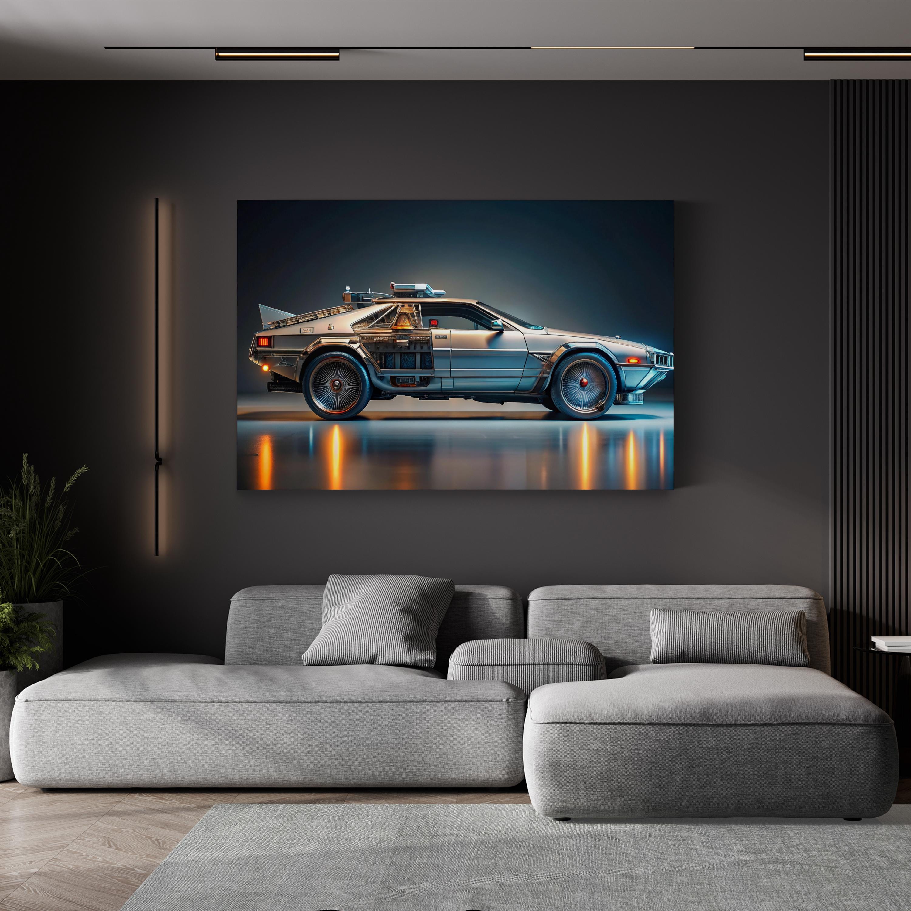DeLorean Time Machine – Vintage Photography Wall Art | Movie Car Canvas Print
