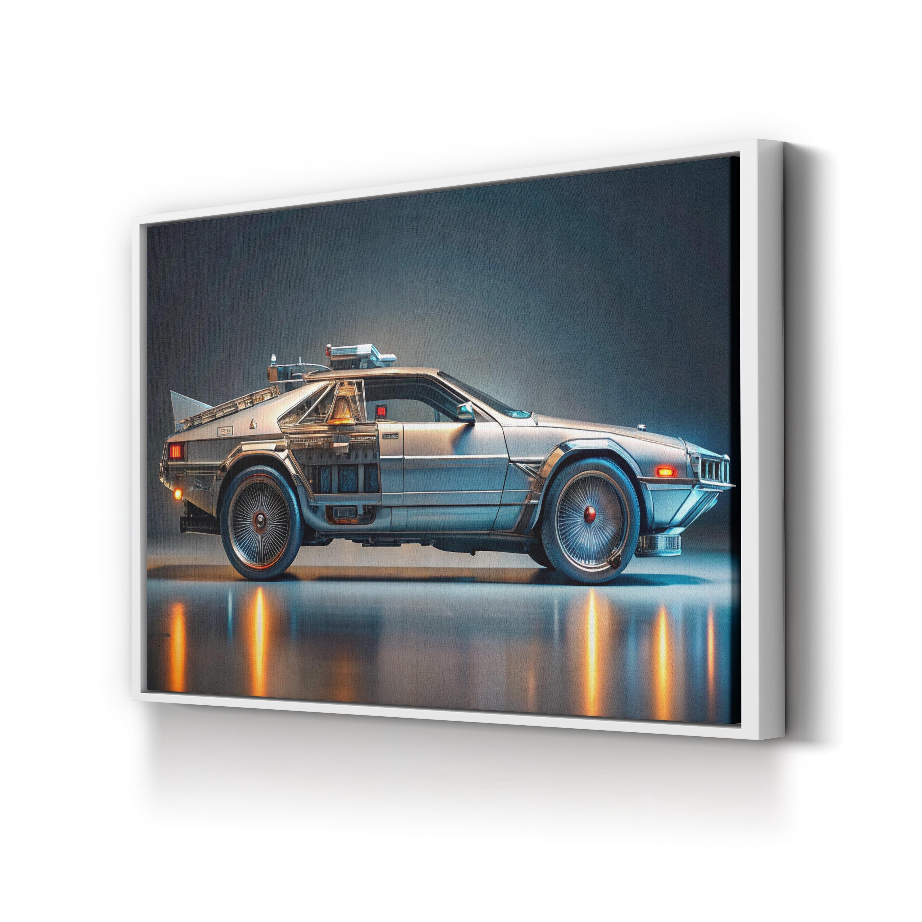 DeLorean Time Machine – Vintage Photography Wall Art | Movie Car Canvas Print