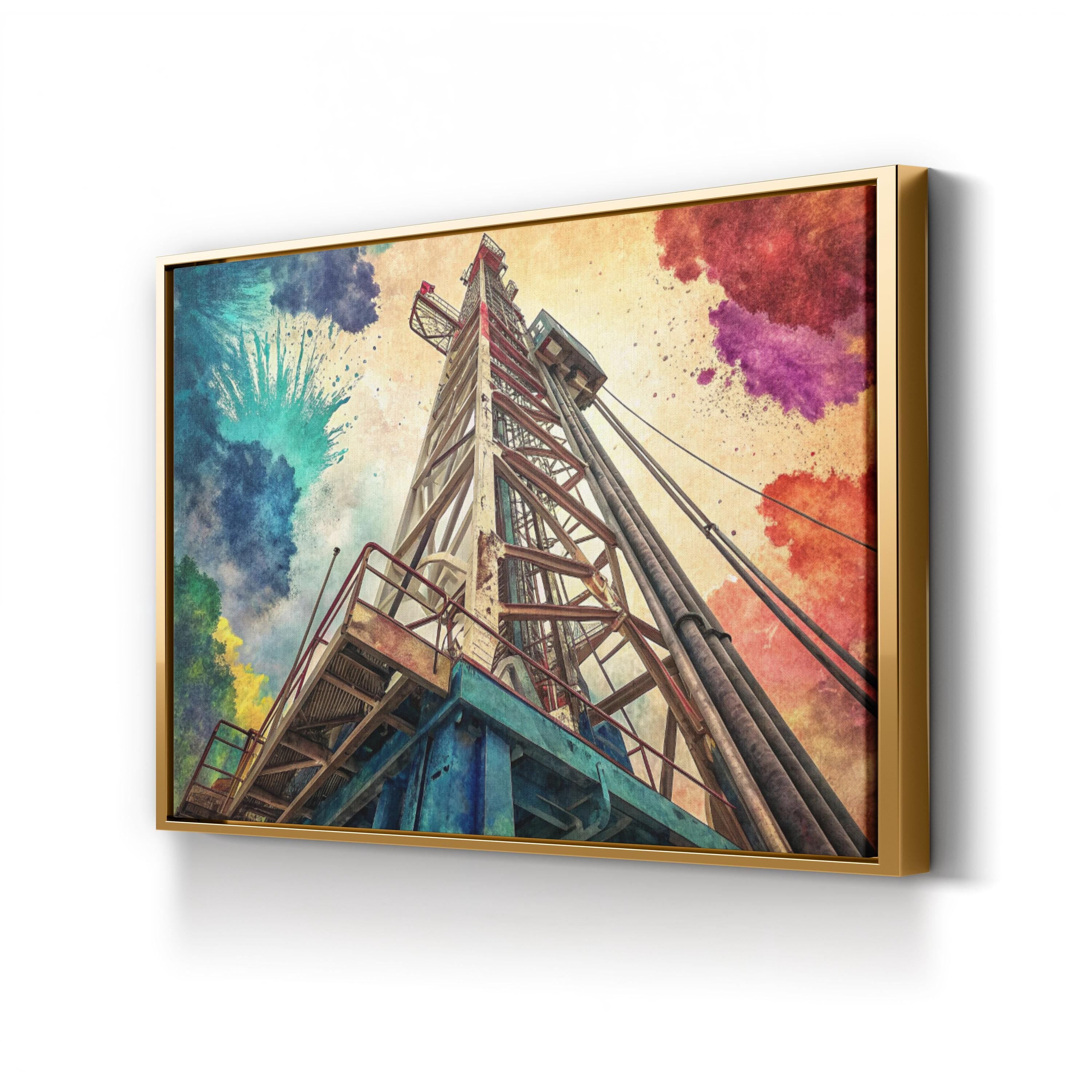 Drilling Rig Wall Art – Industrial Structure | Modern Abstract Energy Canvas Print
