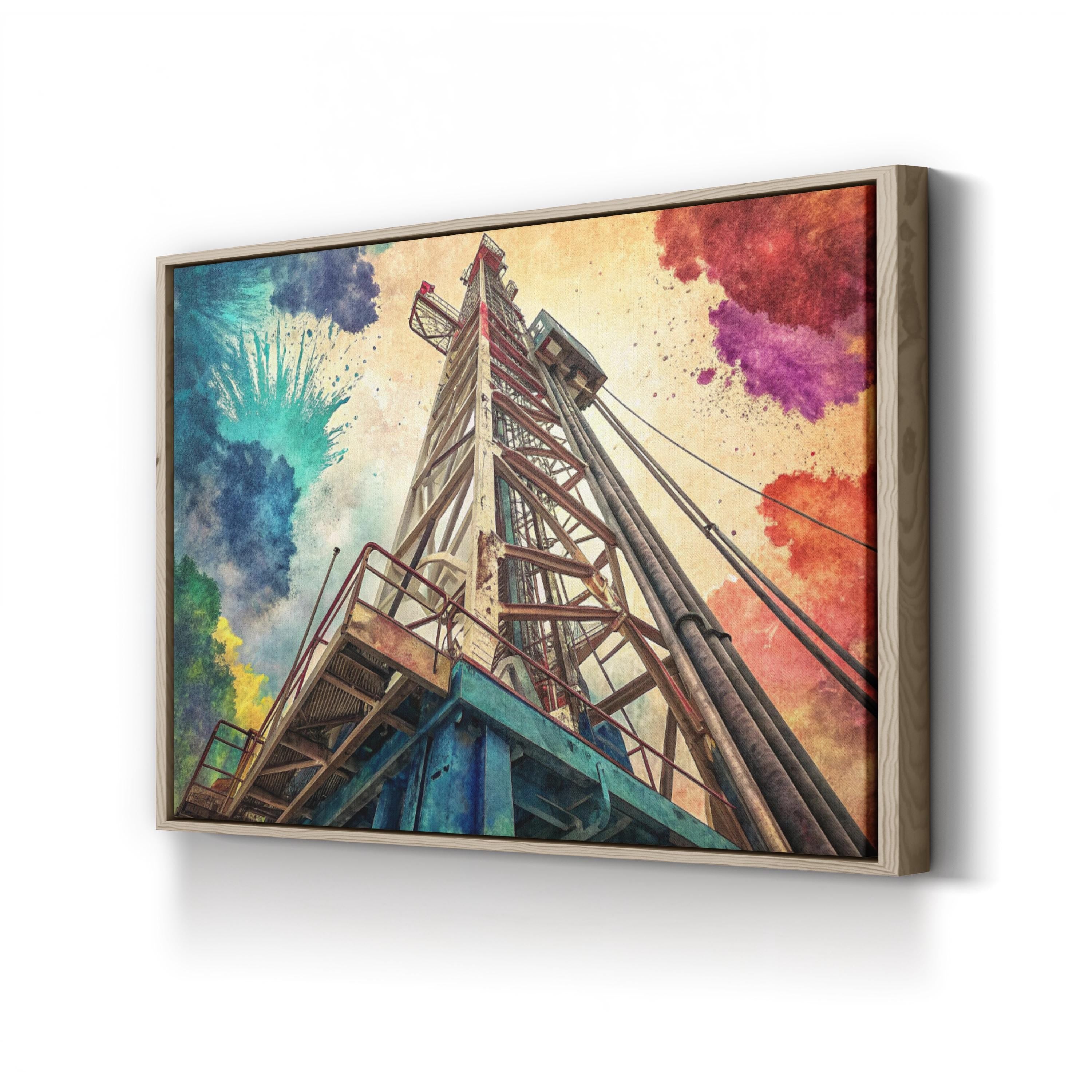 Drilling Rig Wall Art – Industrial Structure | Modern Abstract Energy Canvas Print