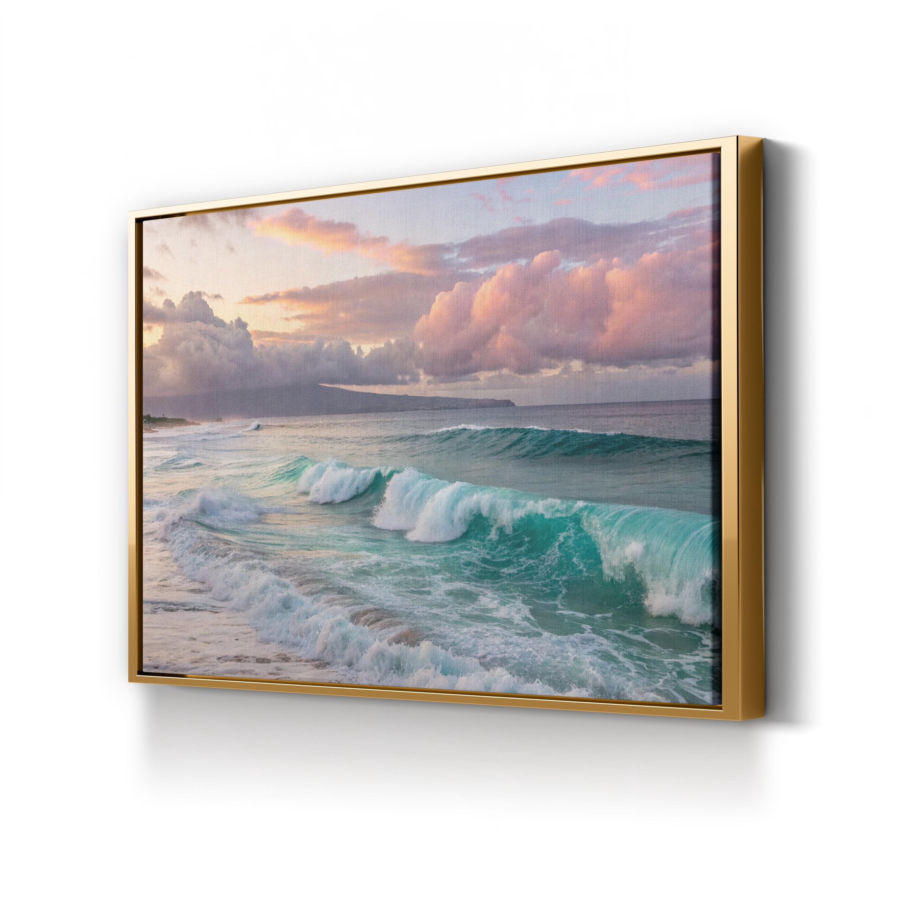Sunset Beach Canvas Wall Art — Coastal Ocean Landscape Print