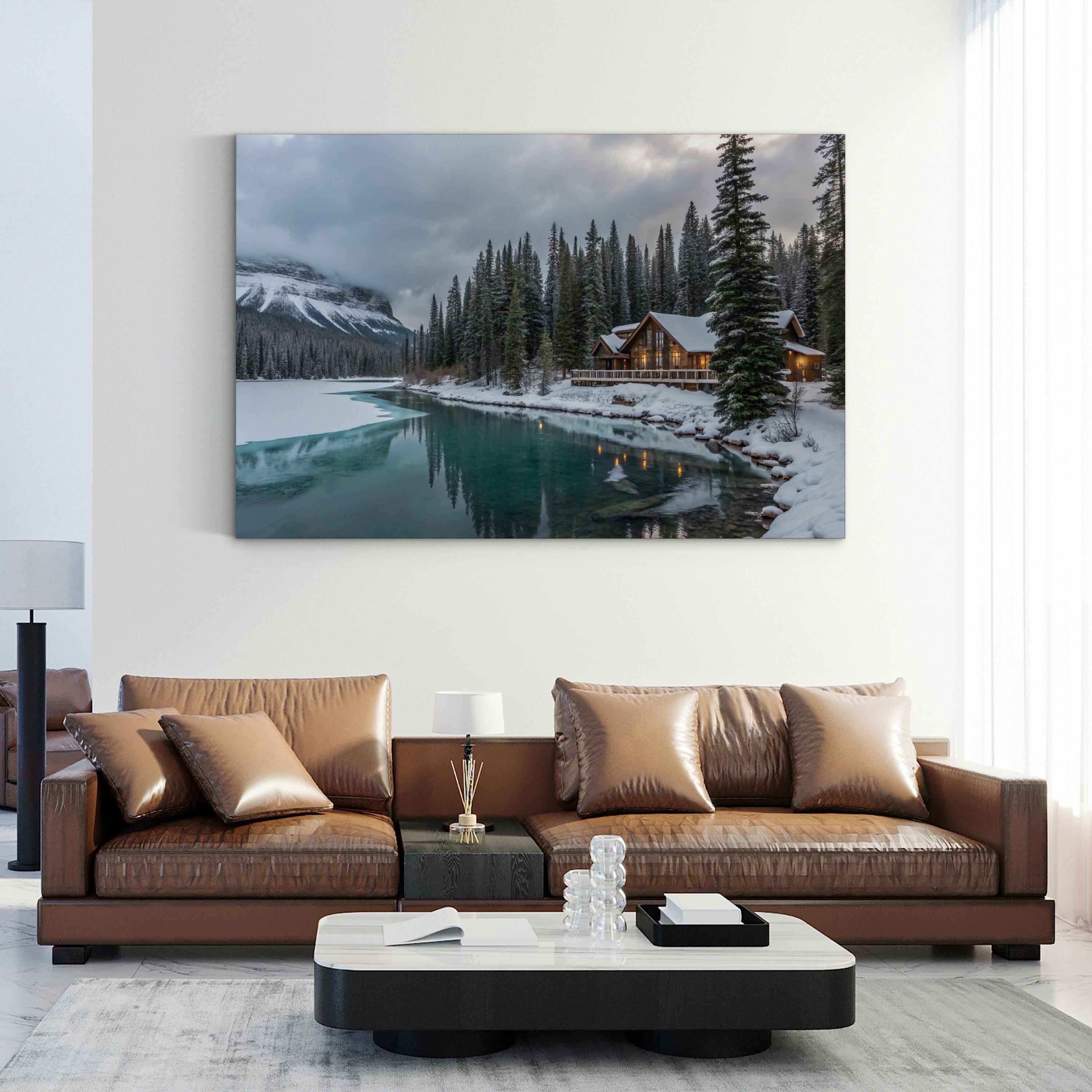 Winter Wonderland Emerald Lake Lodge – Vintage Photography Wall Art | Snowy Landscape Canvas Print