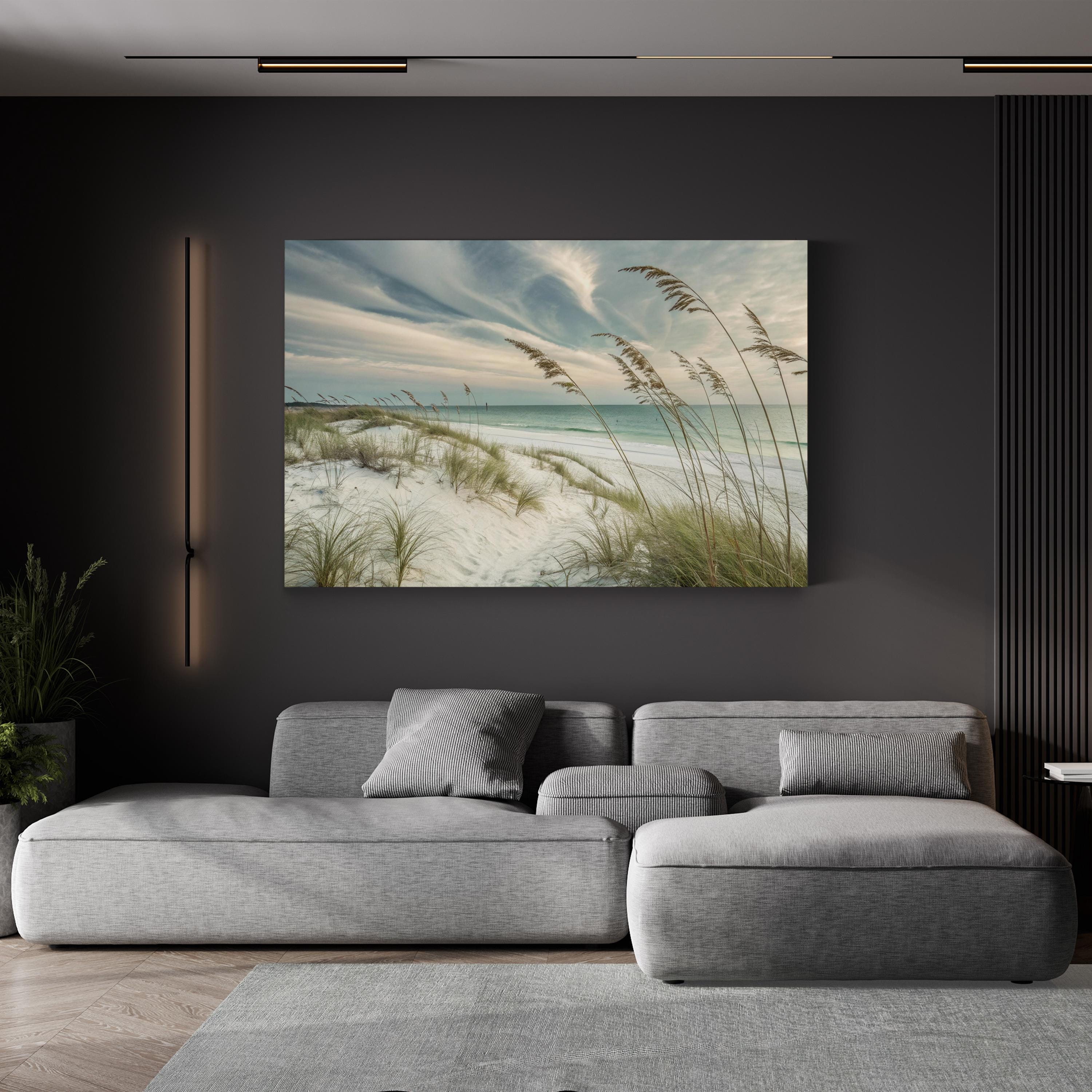 Faded Calmness Coastal Canvas Wall Art — Minimalist Beach Dune Landscape Print