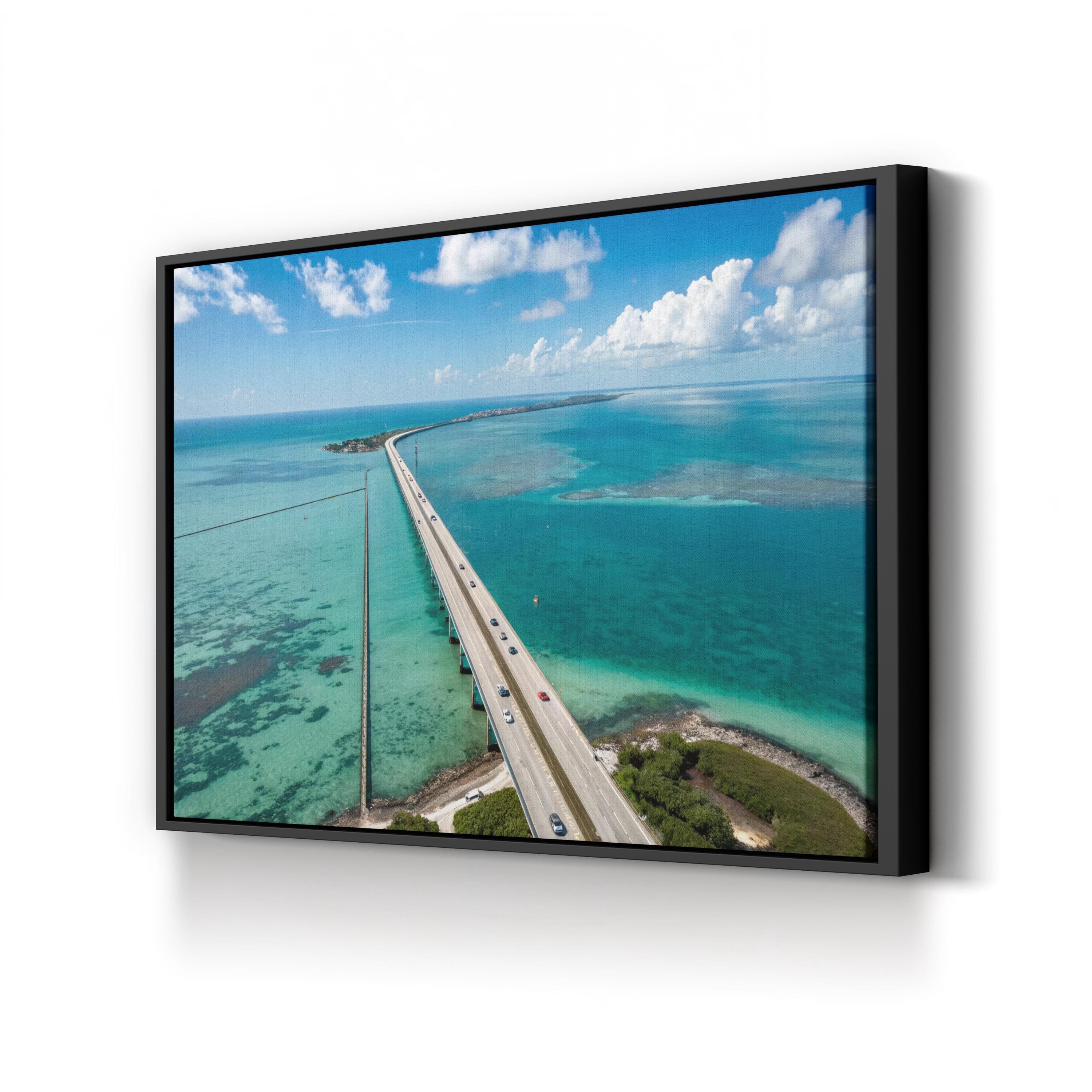 Florida Keys Aerial Canvas Print – Coastal Bridge Seascape
