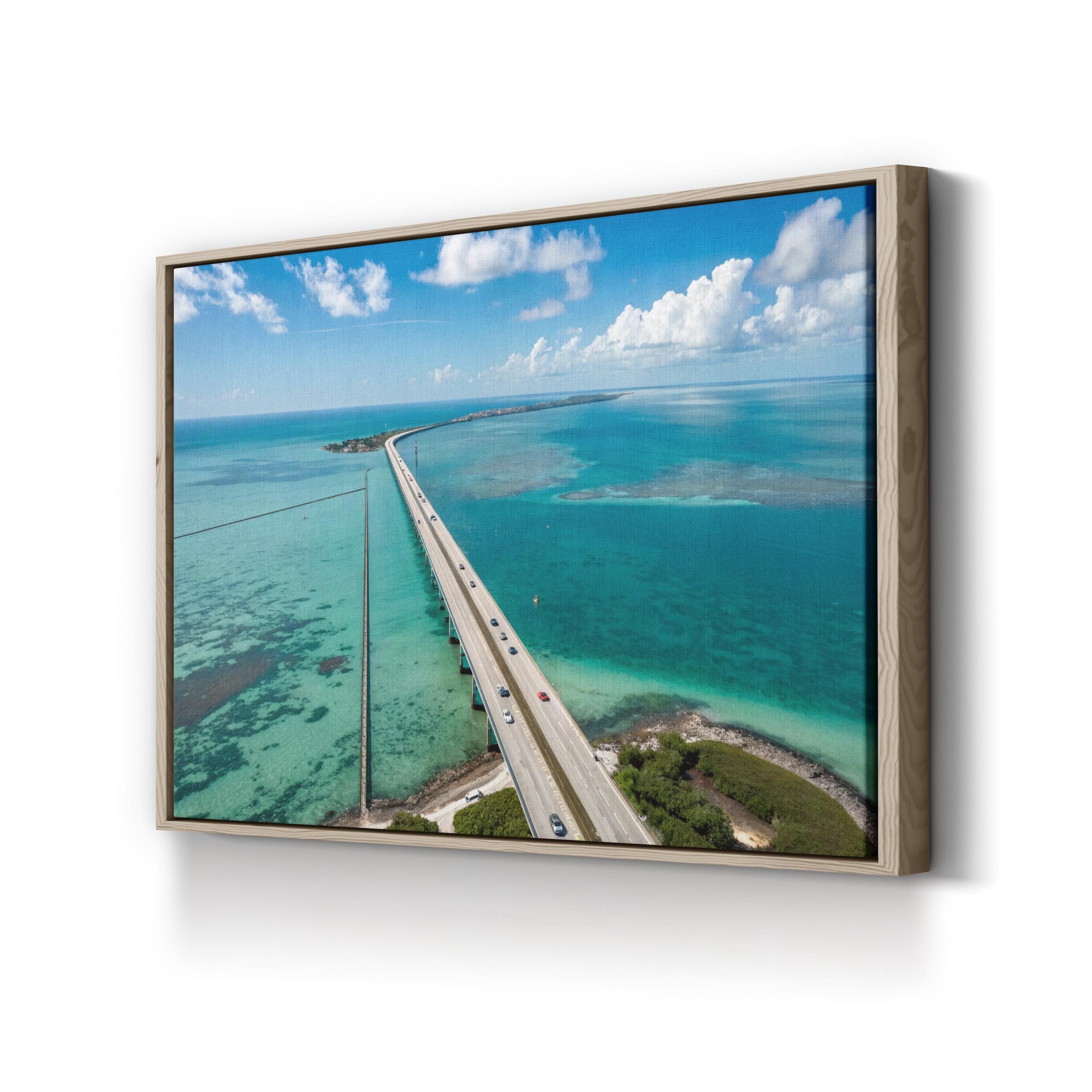 Florida Keys Aerial Canvas Print – Coastal Bridge Seascape
