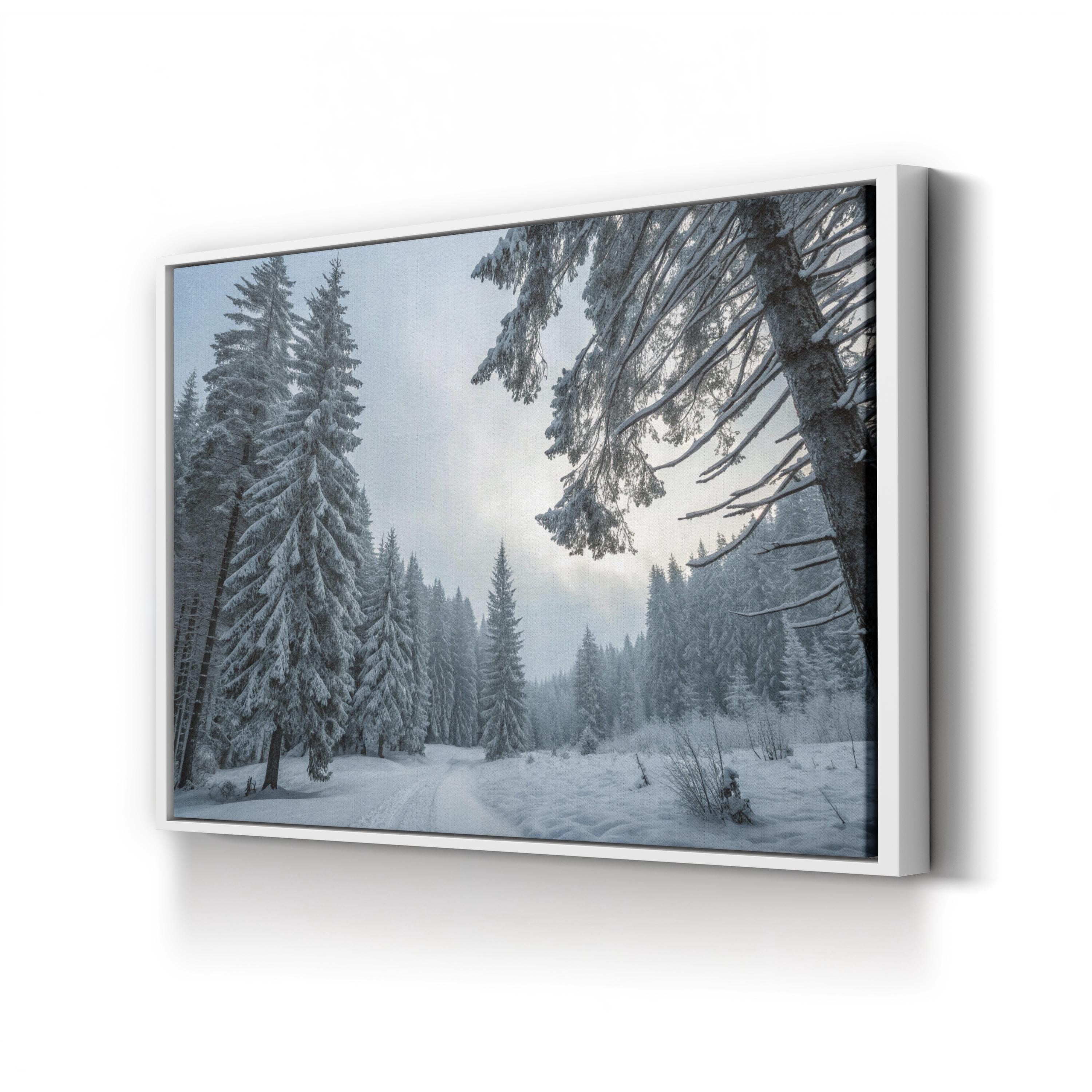 Winter Forest Snow Trees – Vintage Photography Wall Art | Cozy Landscape Canvas Print
