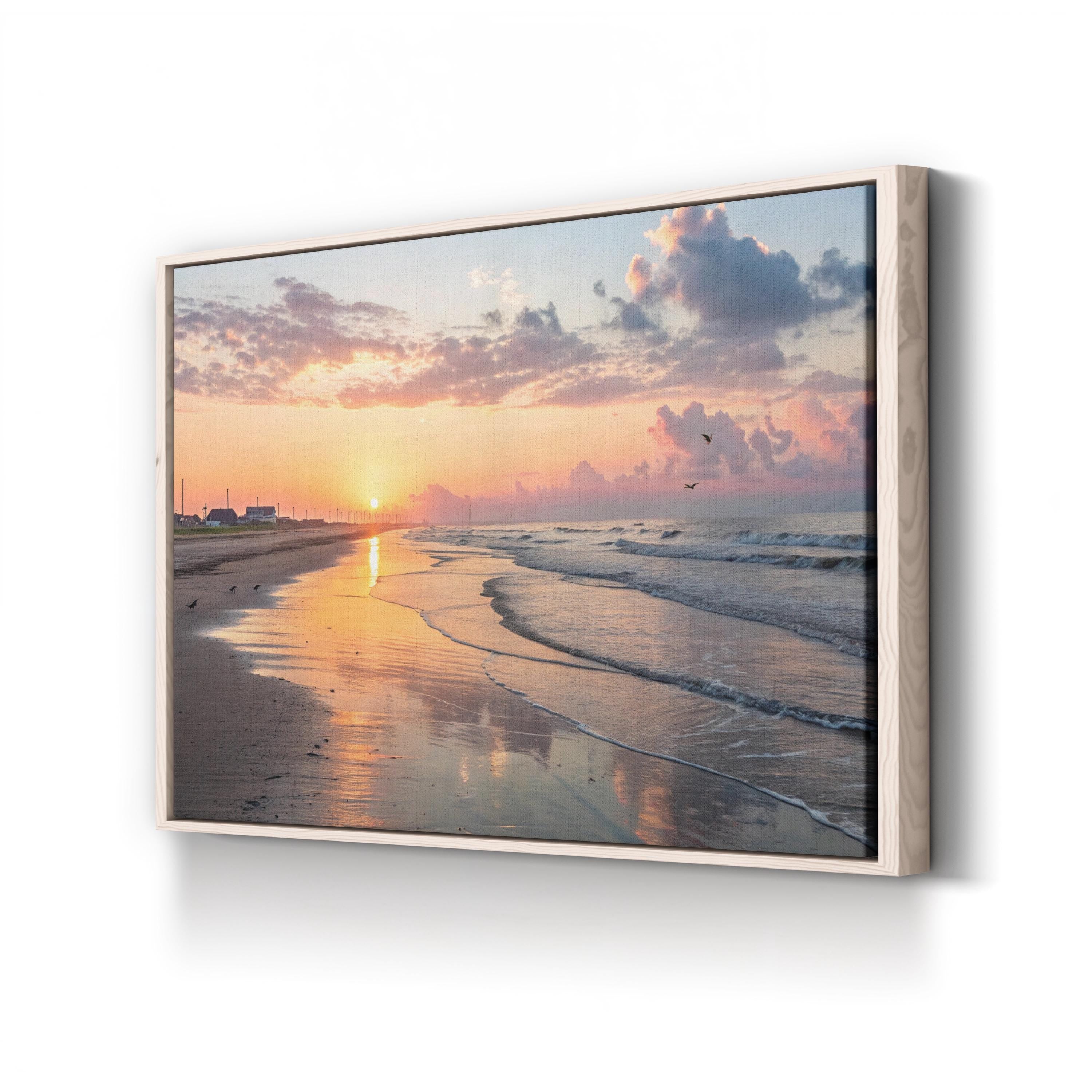 Galveston Island Sunset Wall Art — Coastal Texas Seascape Canvas Print