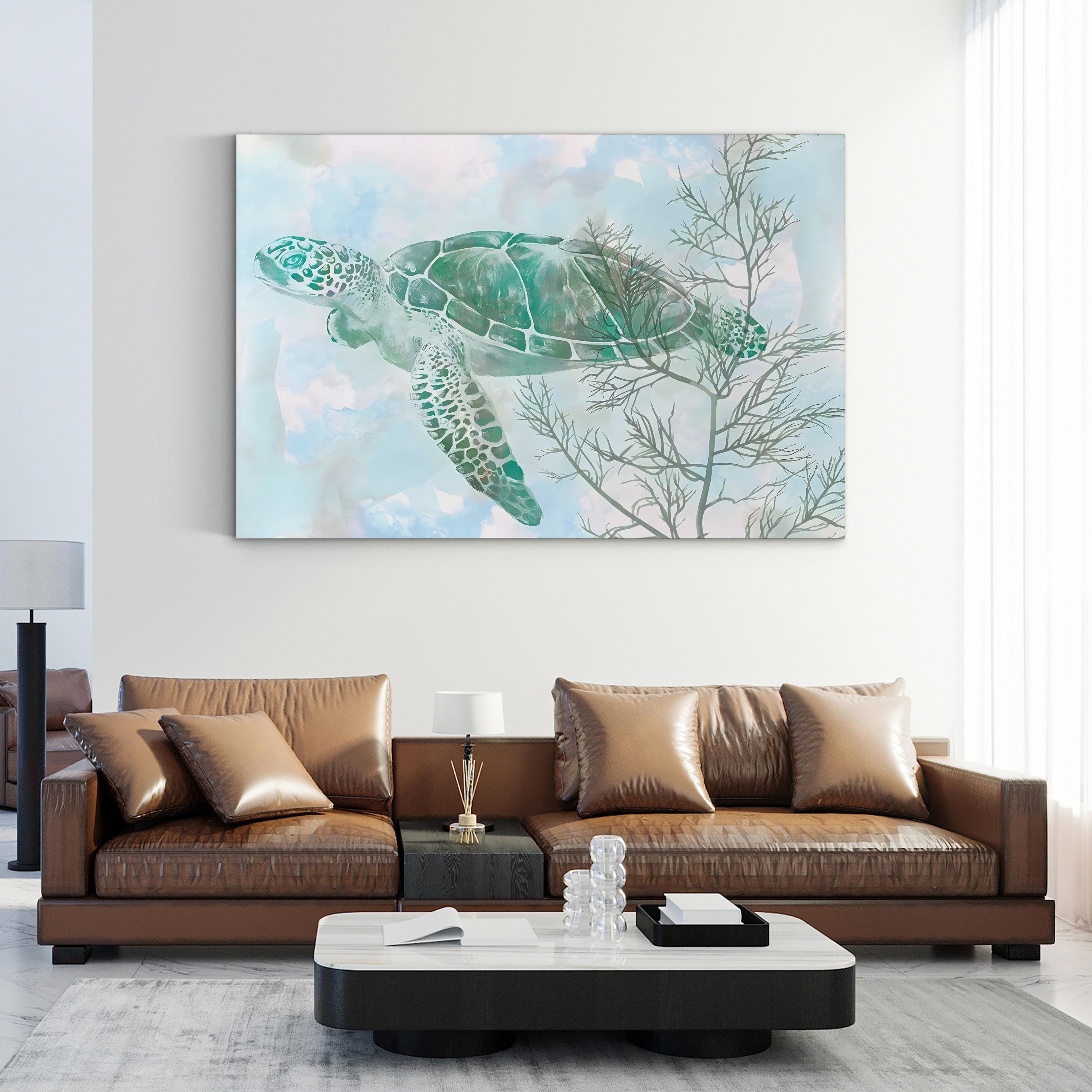 Watercolor Sea Turtle – Period Illustration Wall Art | Coastal Ocean Canvas Print