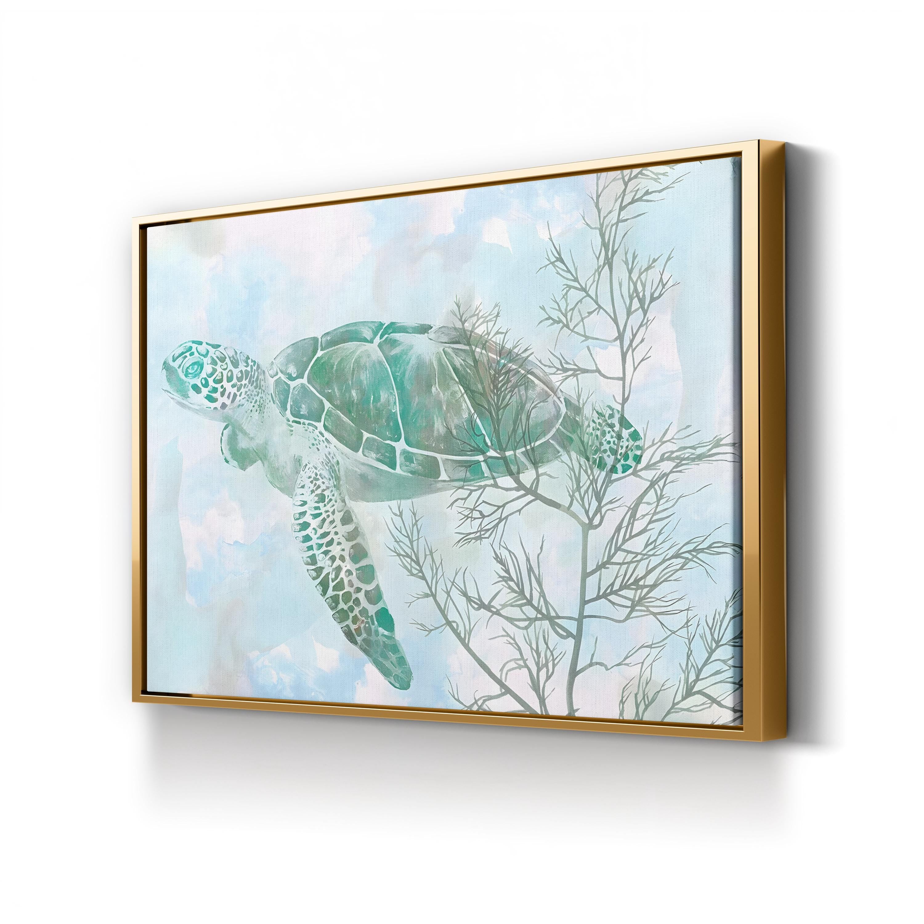 Watercolor Sea Turtle – Period Illustration Wall Art | Coastal Ocean Canvas Print