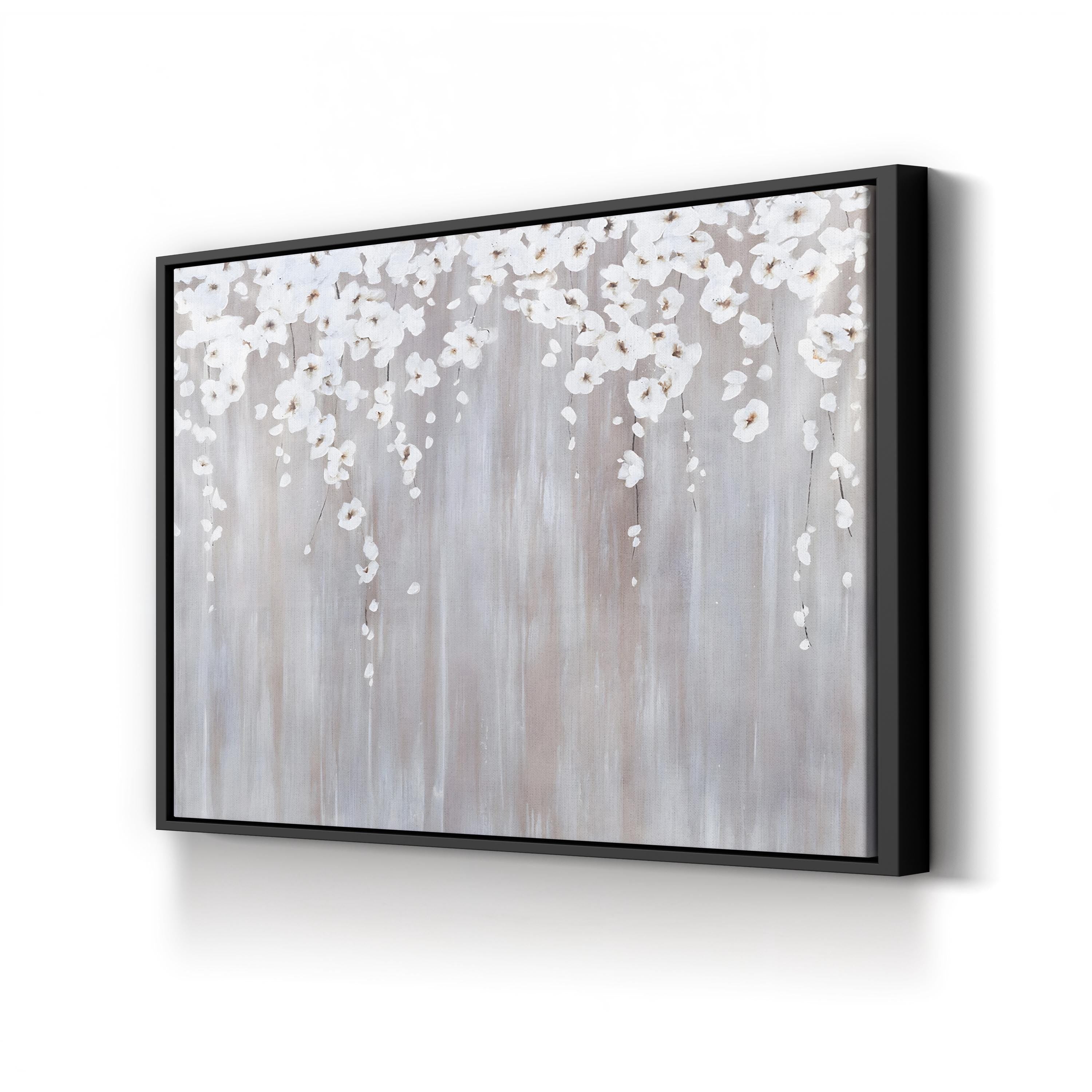 Cascading White Blossoms – Period Illustration Wall Art | Modern Floral Canvas Print