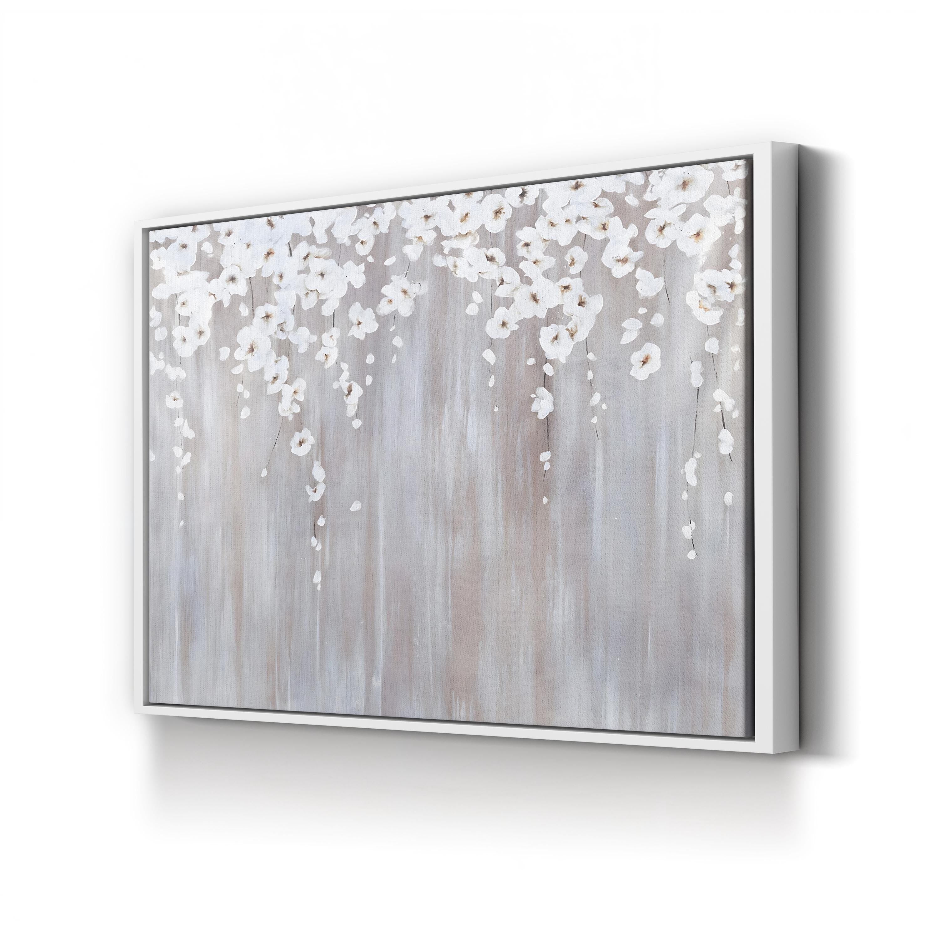Cascading White Blossoms – Period Illustration Wall Art | Modern Floral Canvas Print