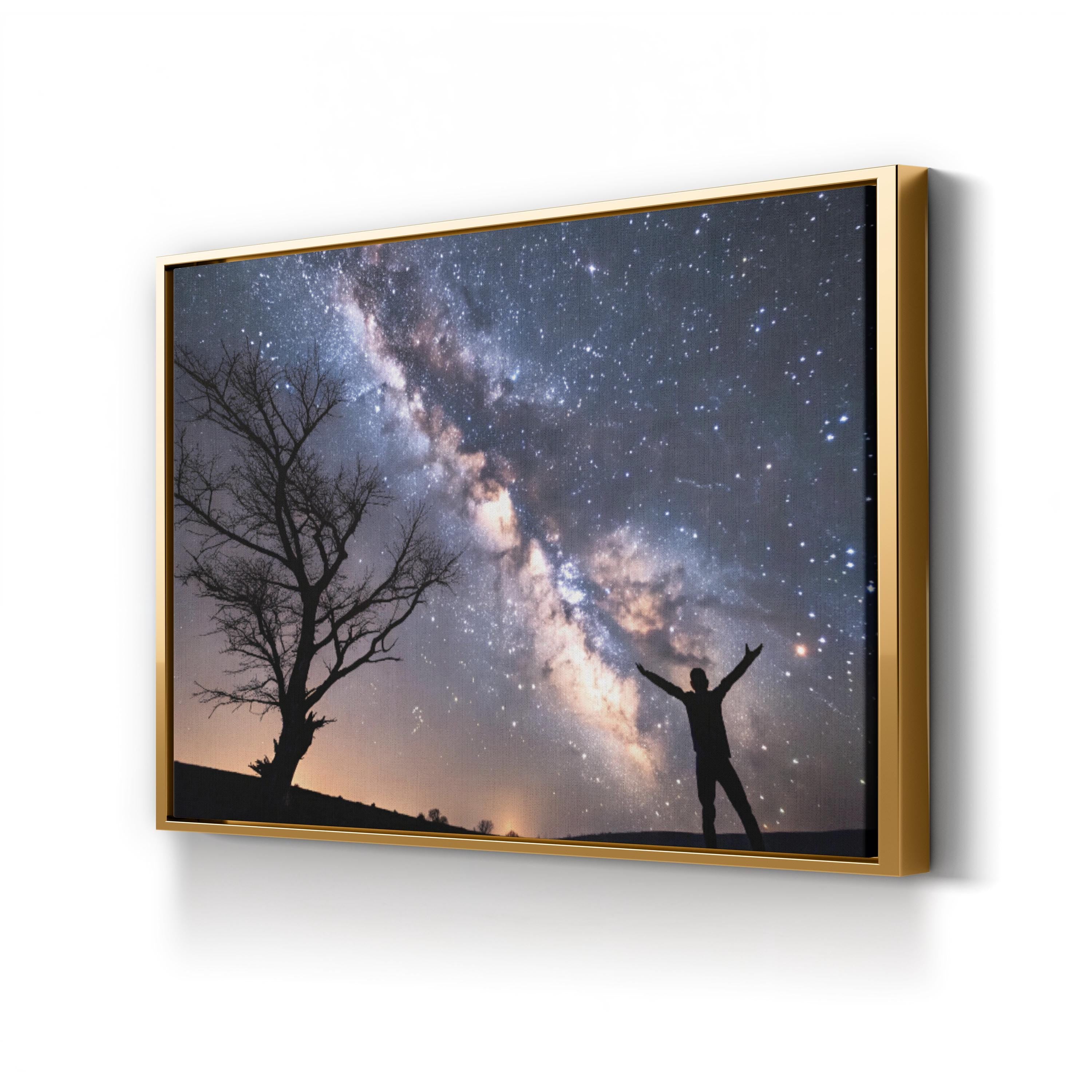Milky Way Silhouetted Tree – Vintage Photography Wall Art | Starry Night Canvas Print