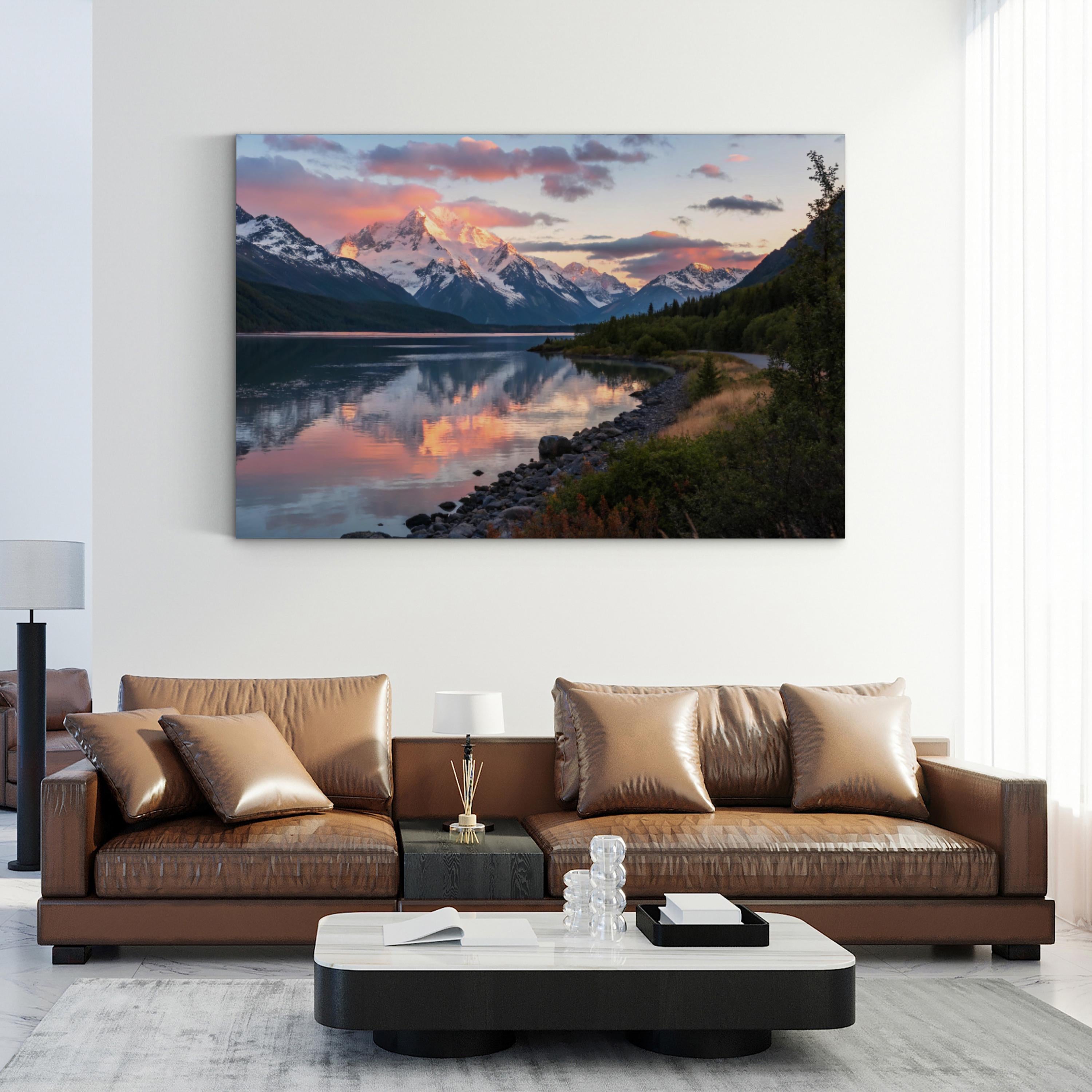Glacier National Park, Montana Sunset — Majestic Mountain Lake Canvas Wall Art