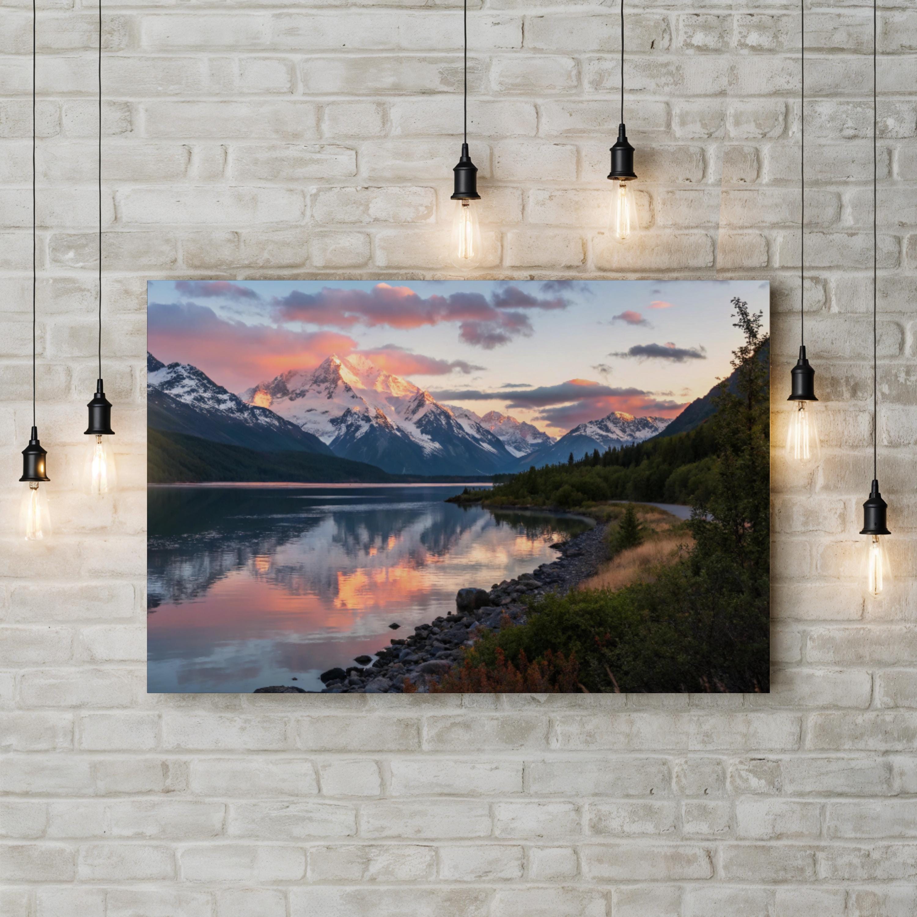 Glacier National Park, Montana Sunset — Majestic Mountain Lake Canvas Wall Art