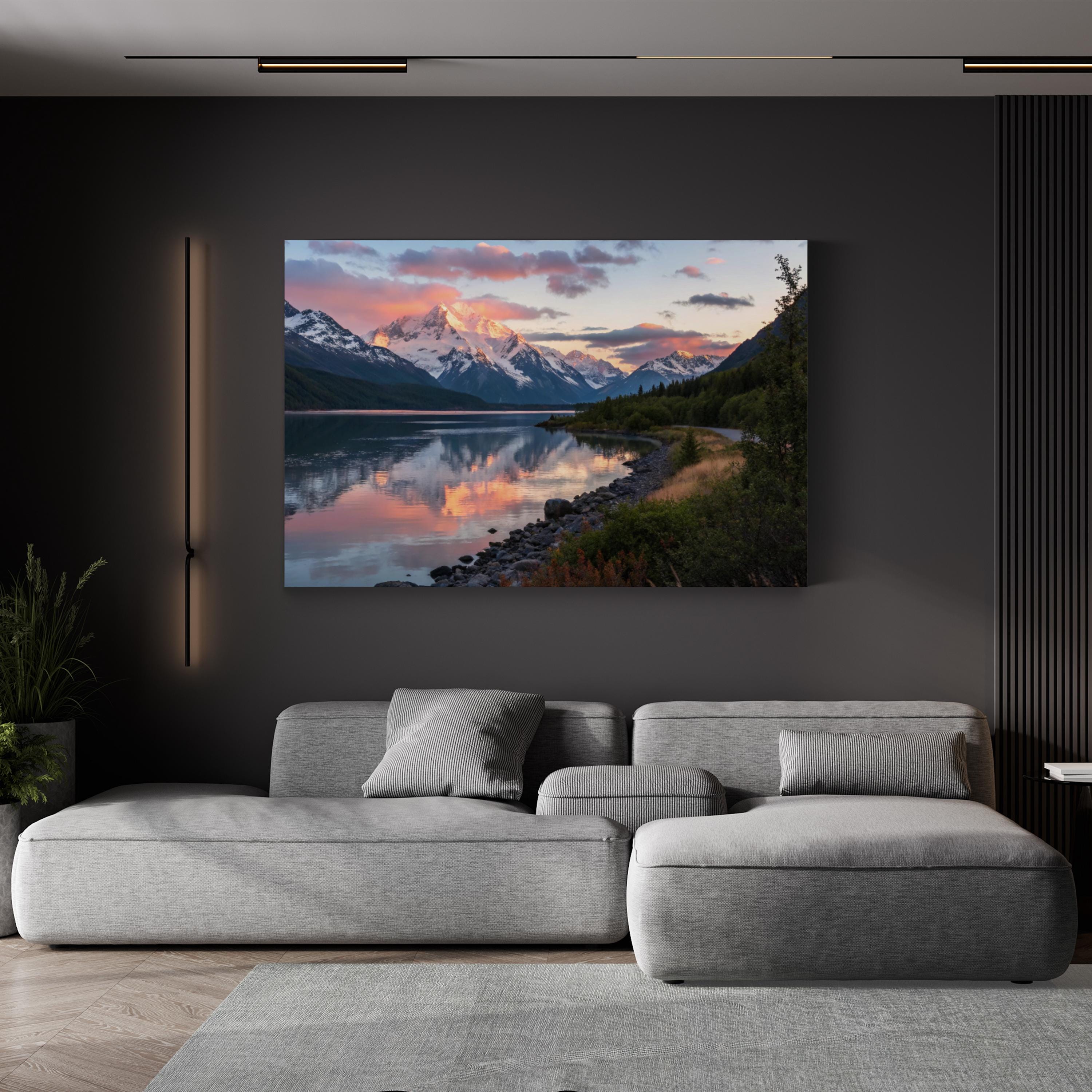 Glacier National Park, Montana Sunset — Majestic Mountain Lake Canvas Wall Art