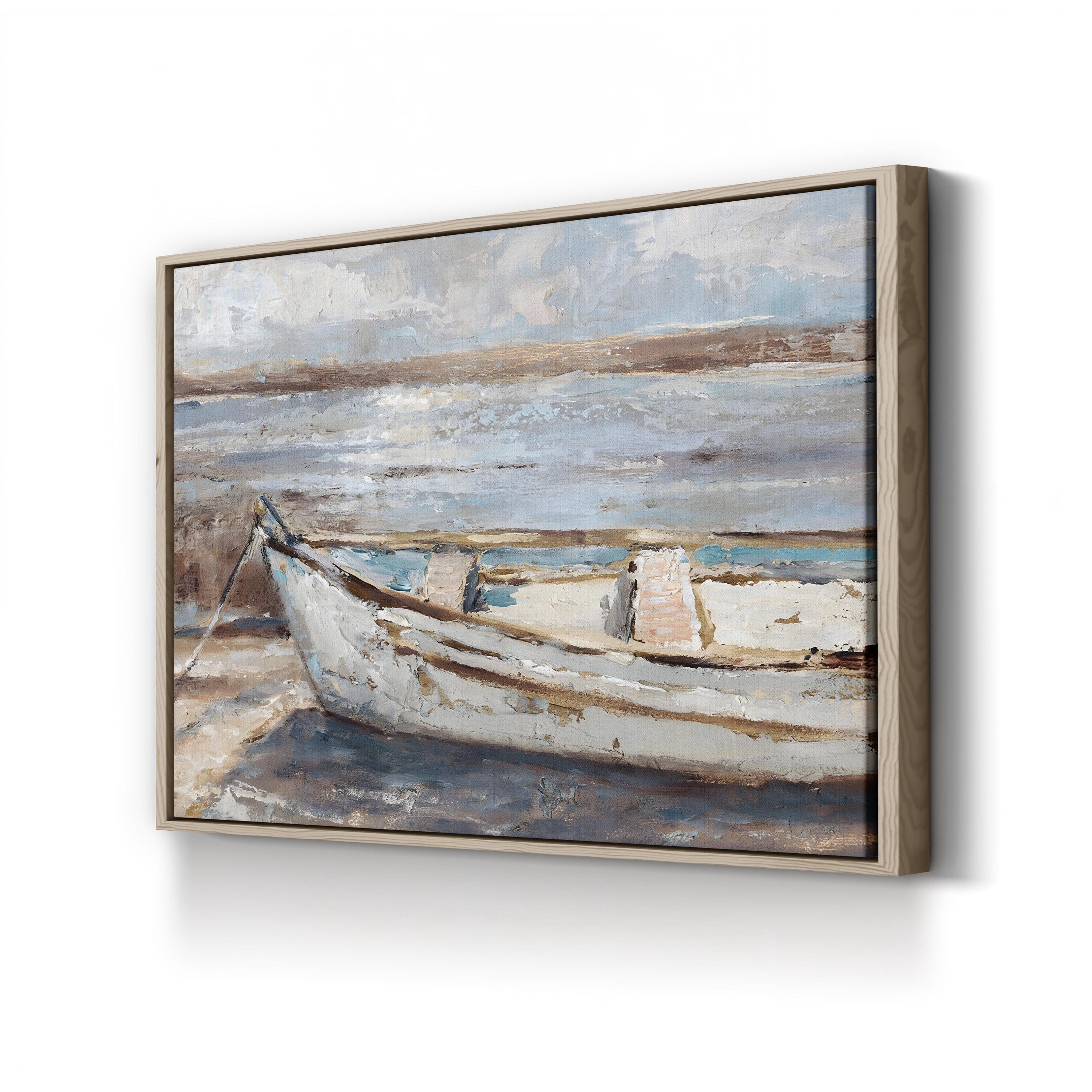 Weathered Coastal Rowboat – Period Illustration Wall Art | Watercolor Canvas Print