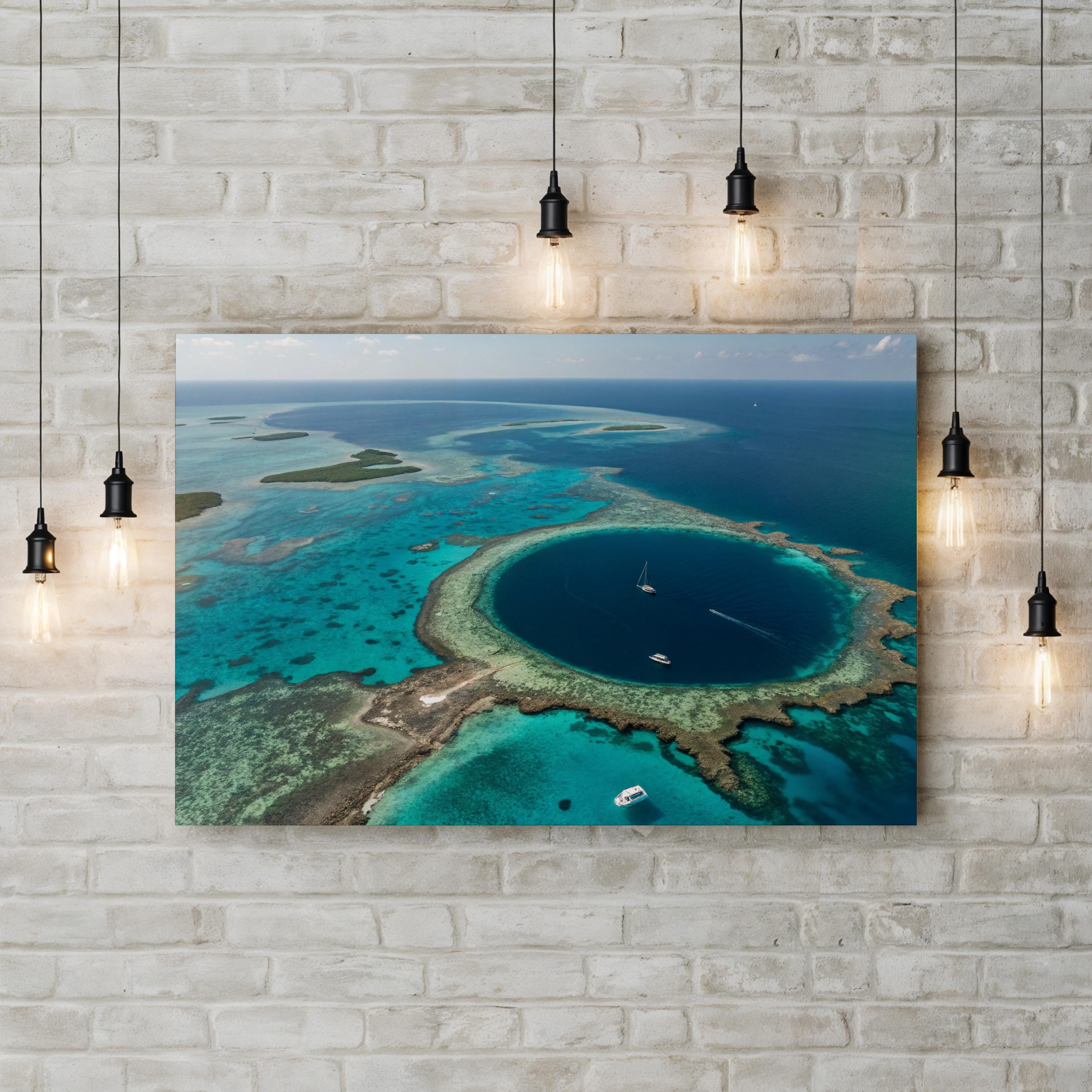 Great Blue Hole Canvas Wall Art – Aerial View of Belize