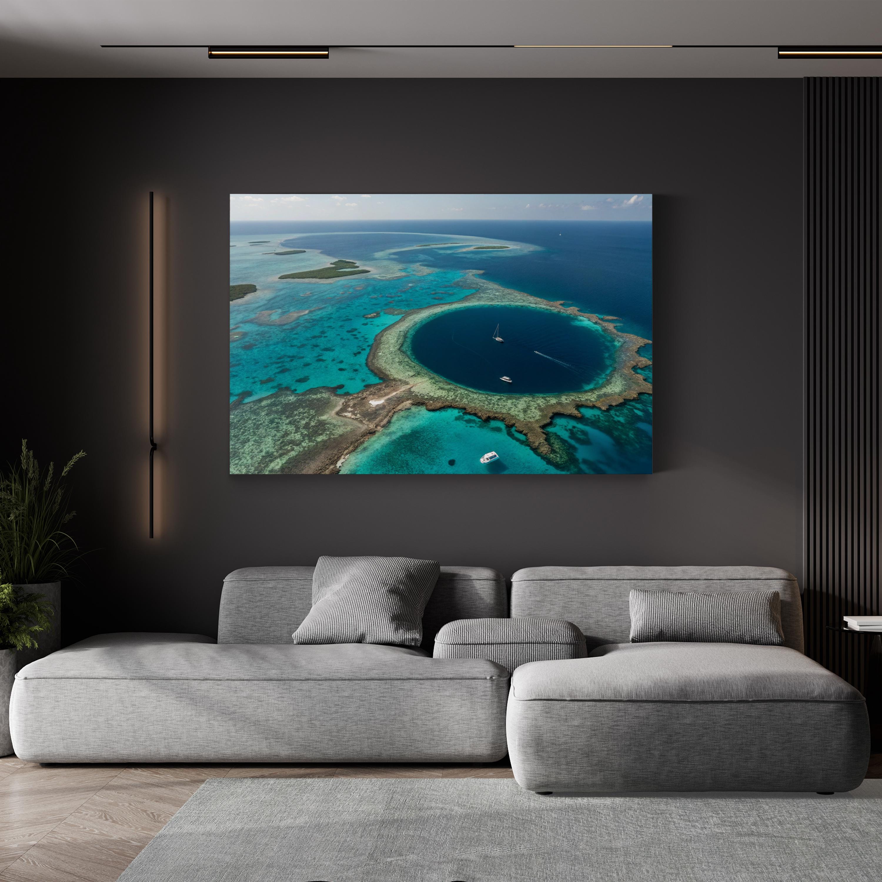 Great Blue Hole Canvas Wall Art – Aerial View of Belize