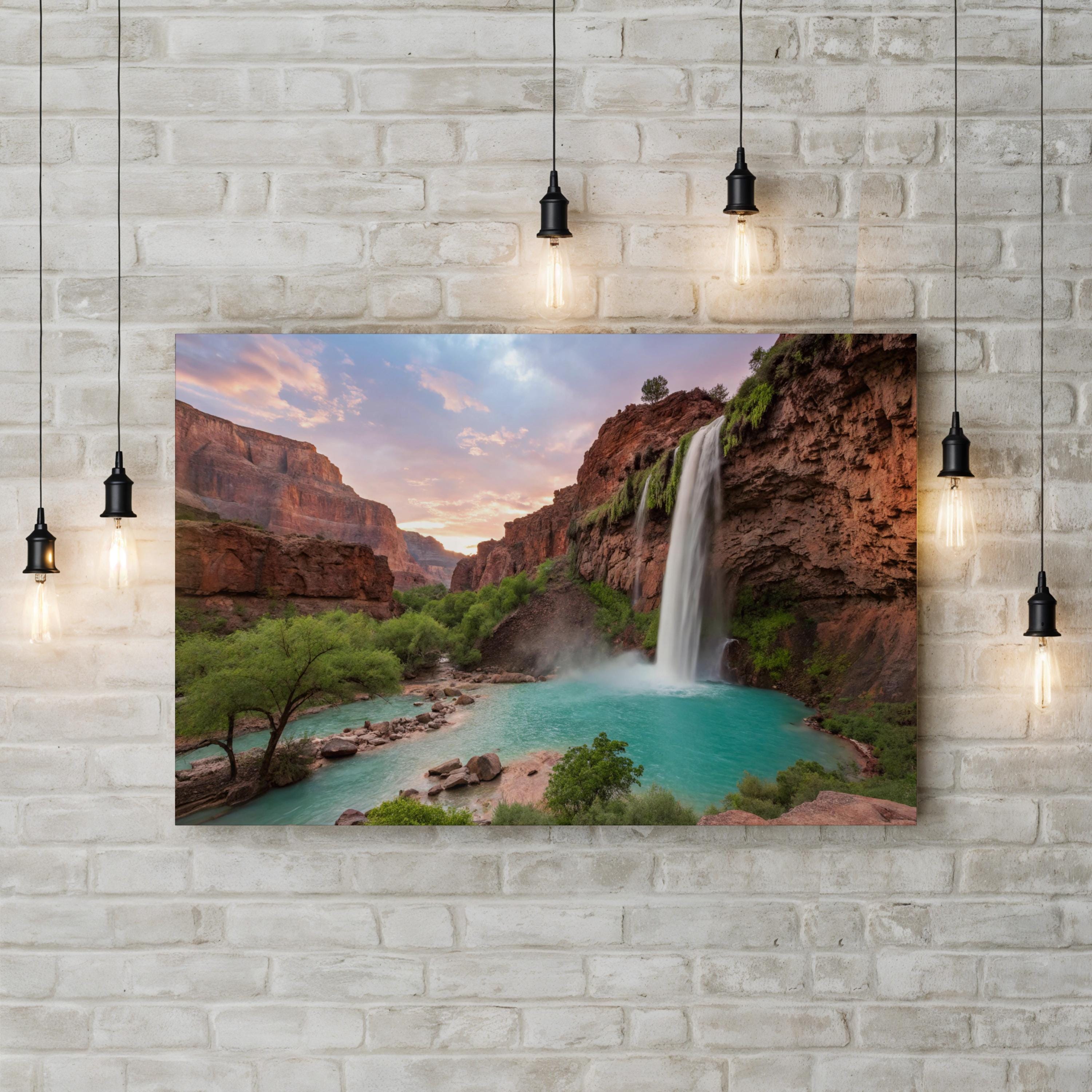 Havasu Falls Arizona – Vintage Photography Wall Art | Turquoise Waterfall Canvas Print