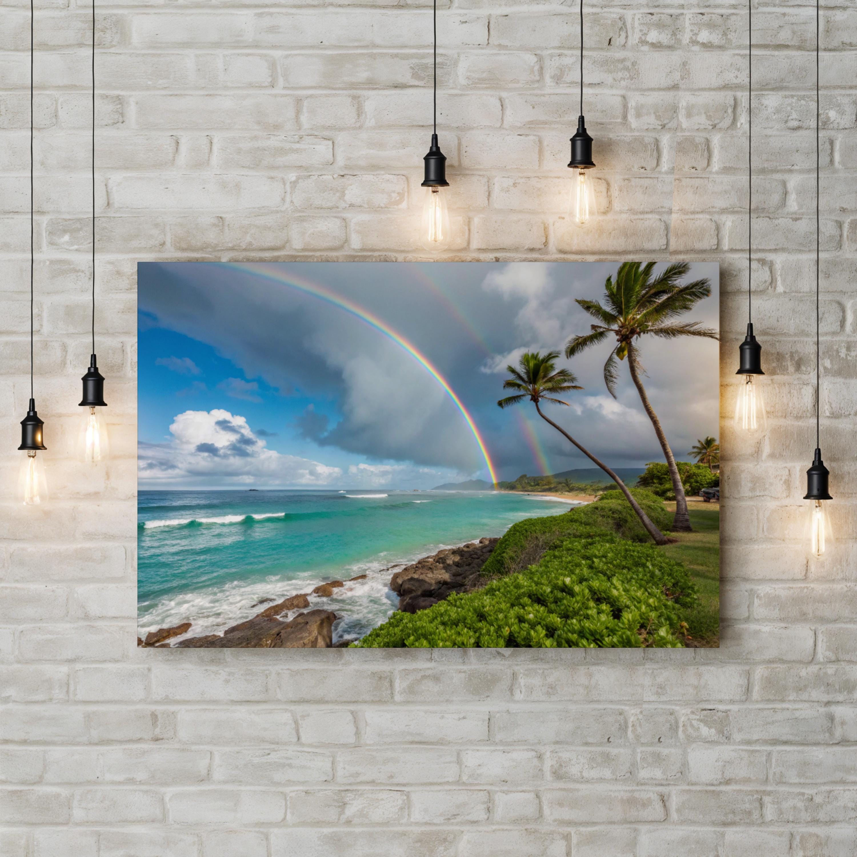 Hawaiian Beach Shoreline Wall Art — Tropical Island Seascape Canvas Print