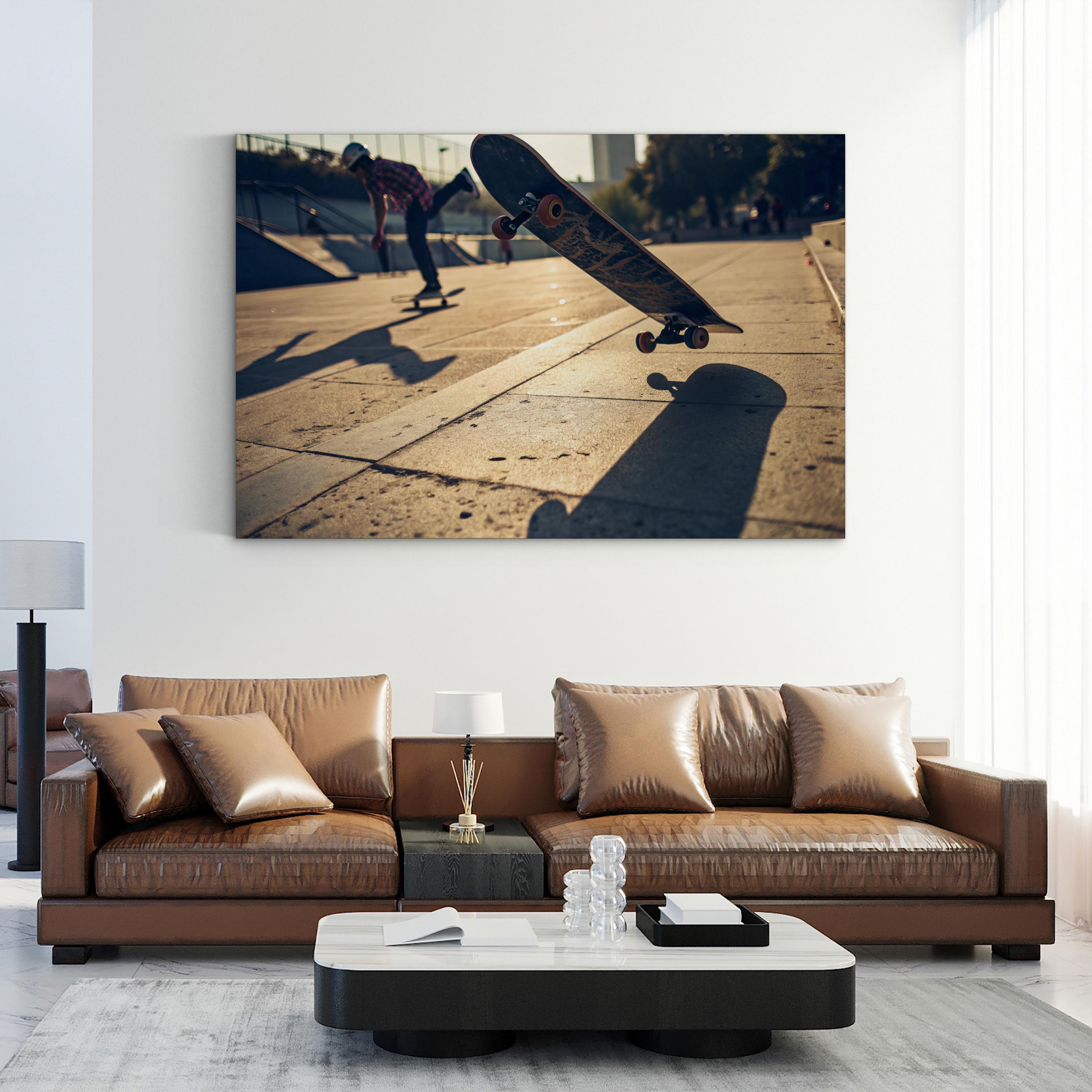 Kickflip Skateboarder – Vintage Photography Wall Art | Urban Street Canvas Print
