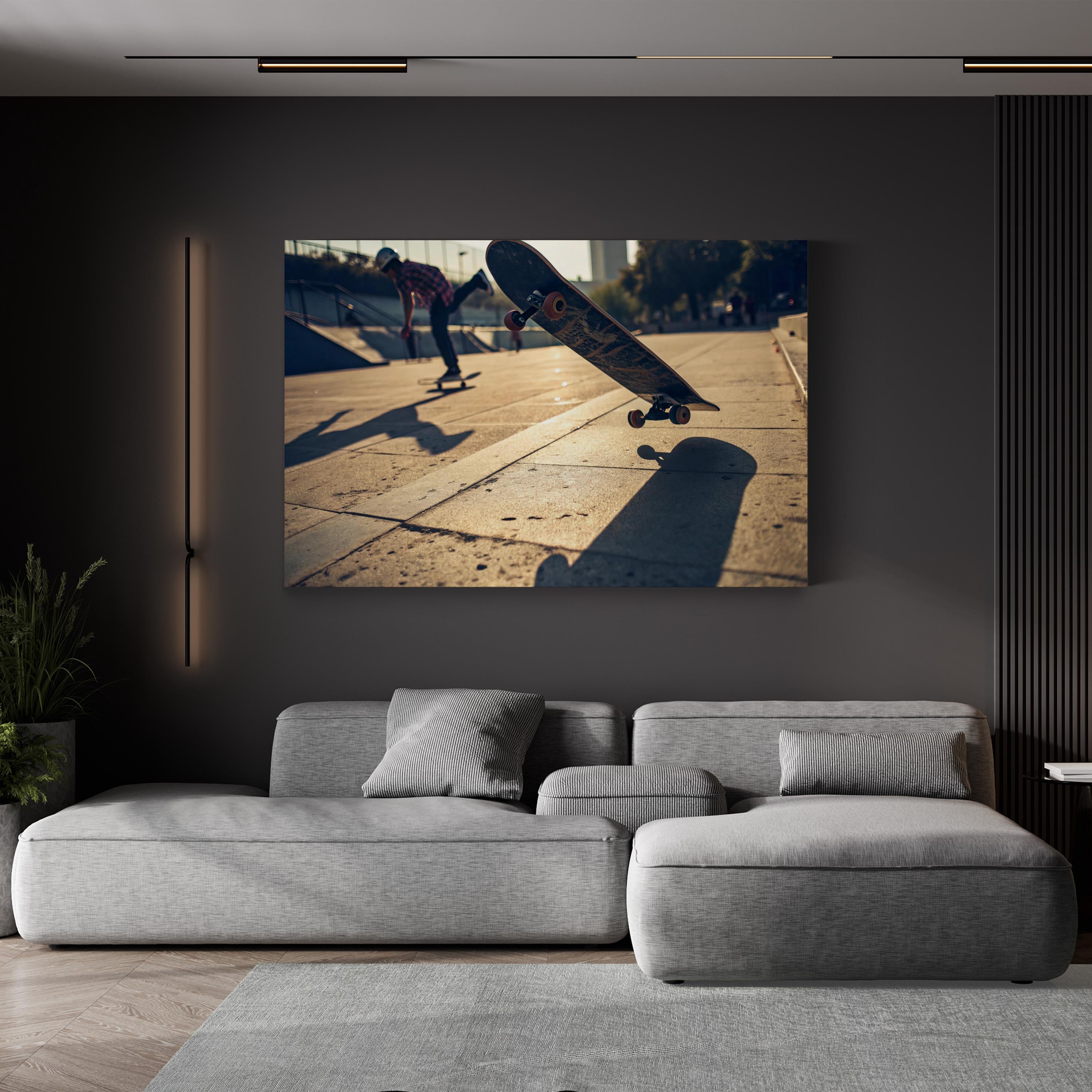 Kickflip Skateboarder – Vintage Photography Wall Art | Urban Street Canvas Print