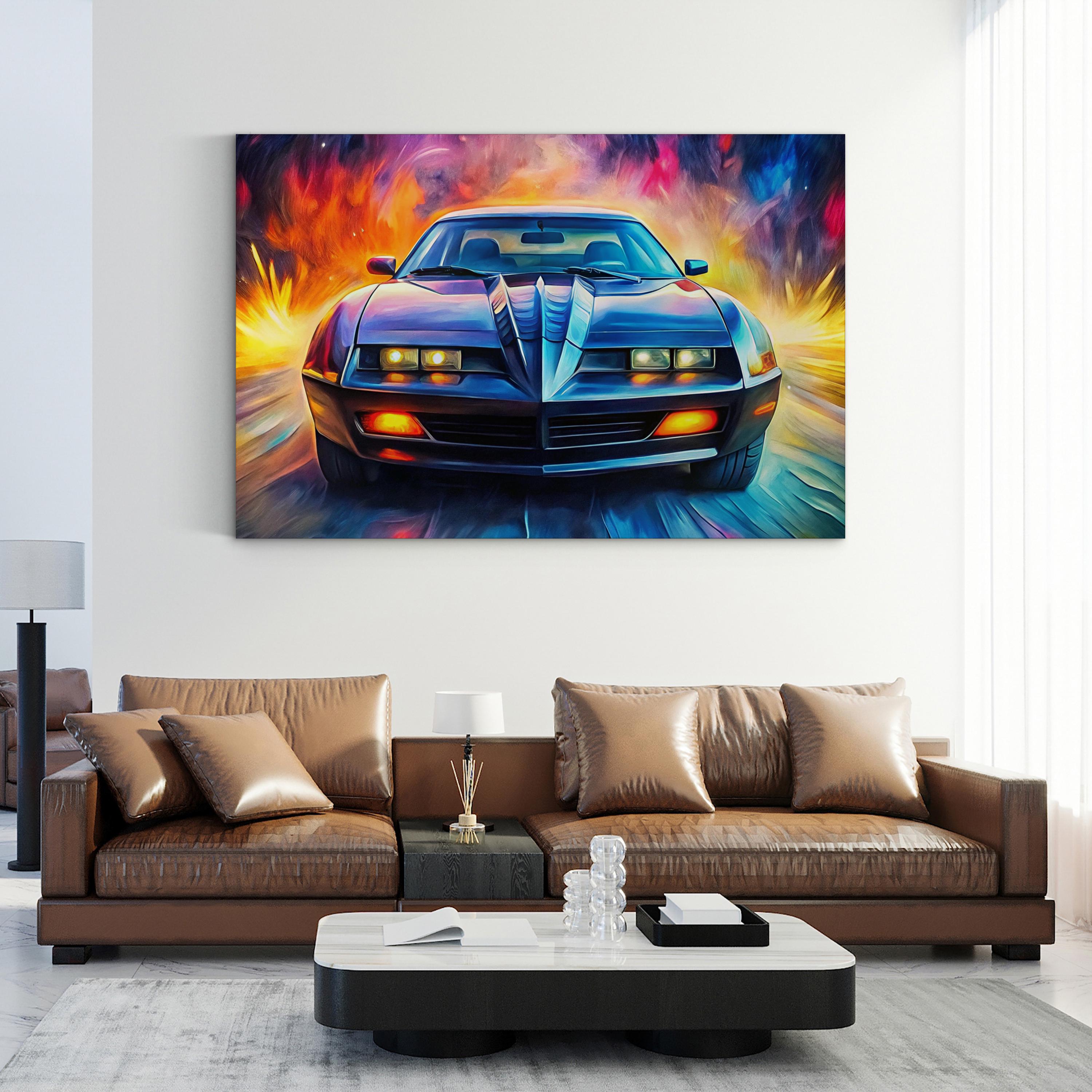 Knight Rider Retro 80s Car – Period Illustration Wall Art | Sports Car Canvas Print