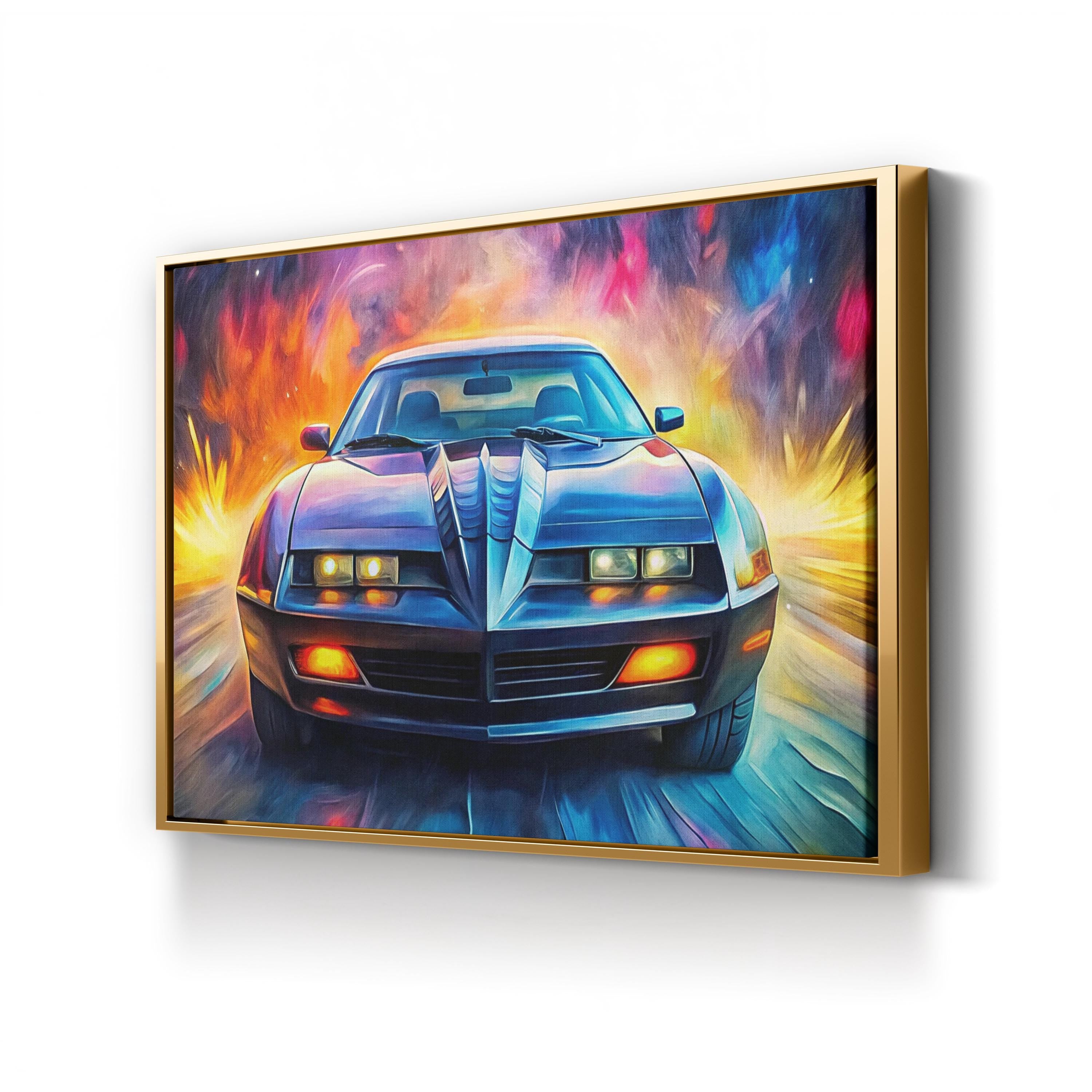 Knight Rider Retro 80s Car – Period Illustration Wall Art | Sports Car Canvas Print