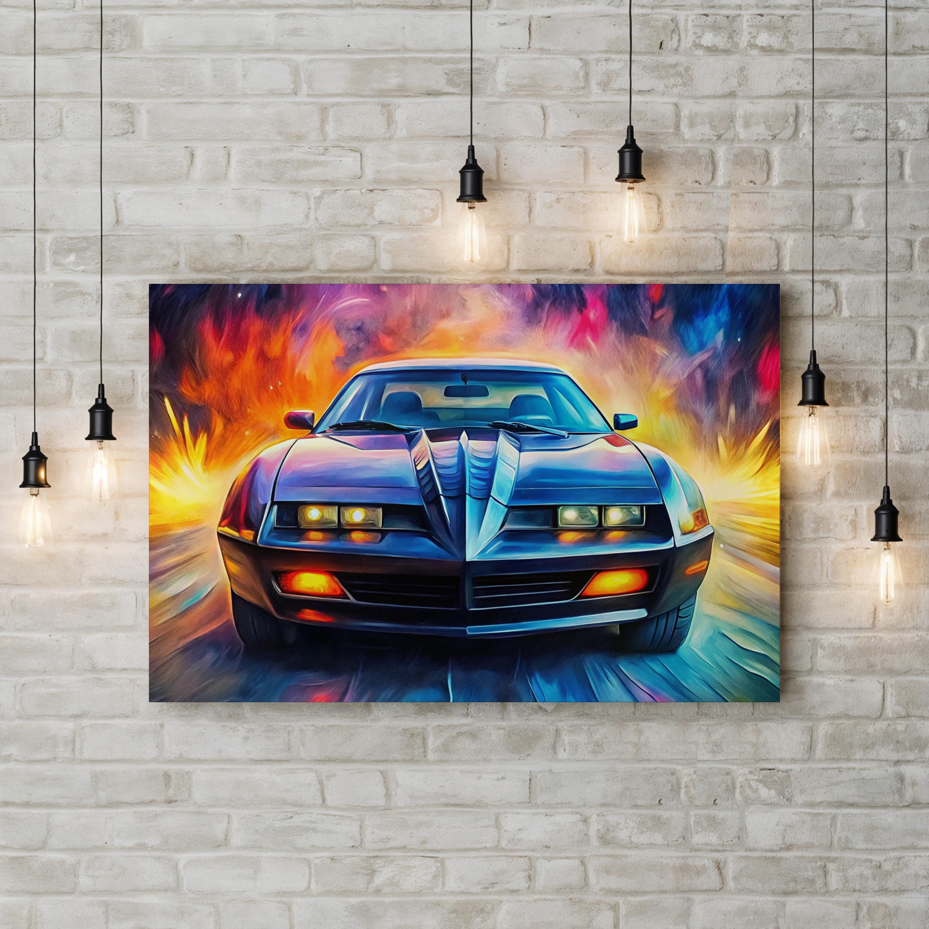 Knight Rider Retro 80s Car – Period Illustration Wall Art | Sports Car Canvas Print