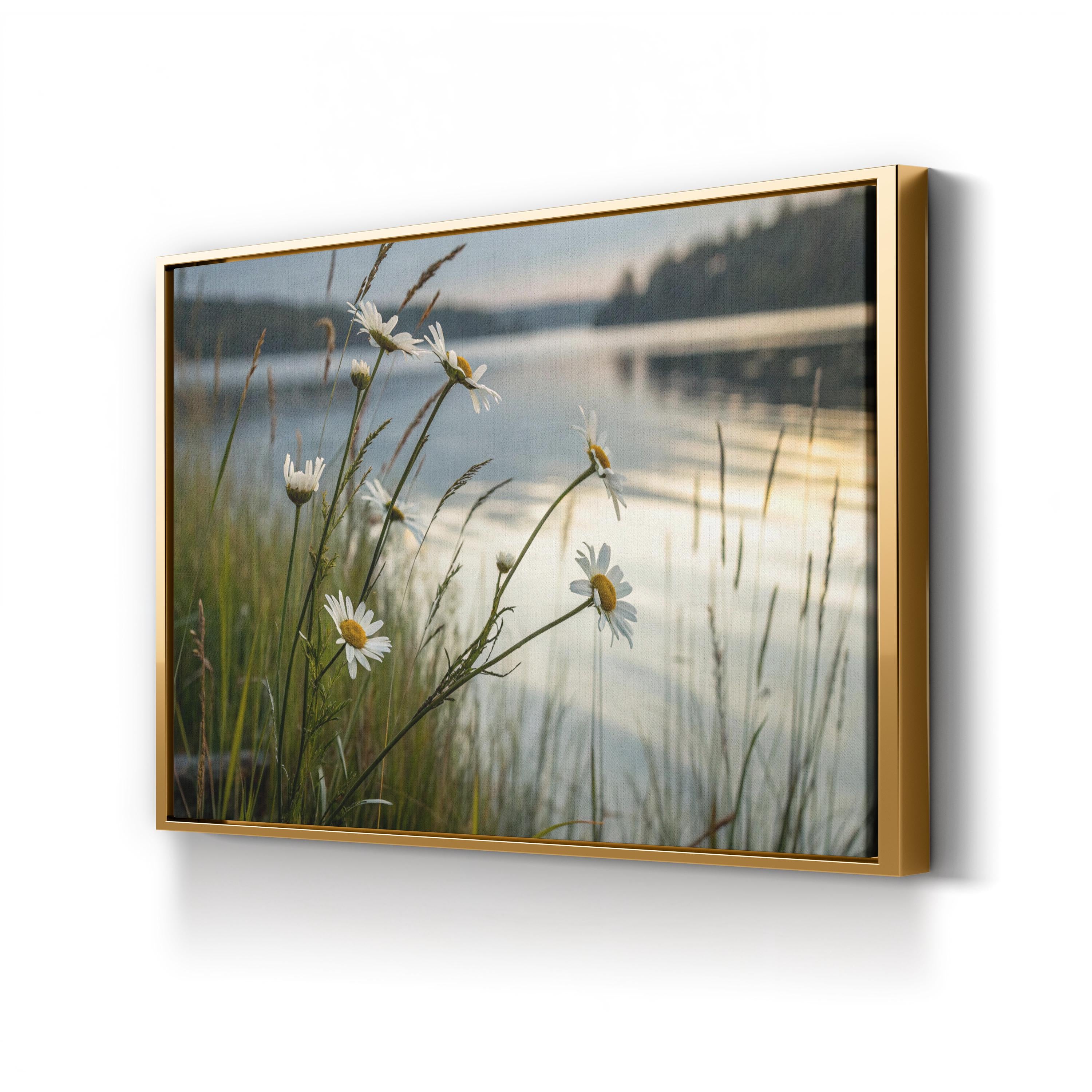 Lake Welsperg Canvas Wall Art — Tranquil Lakeside Floral Landscape Print, South Tyrol Italy