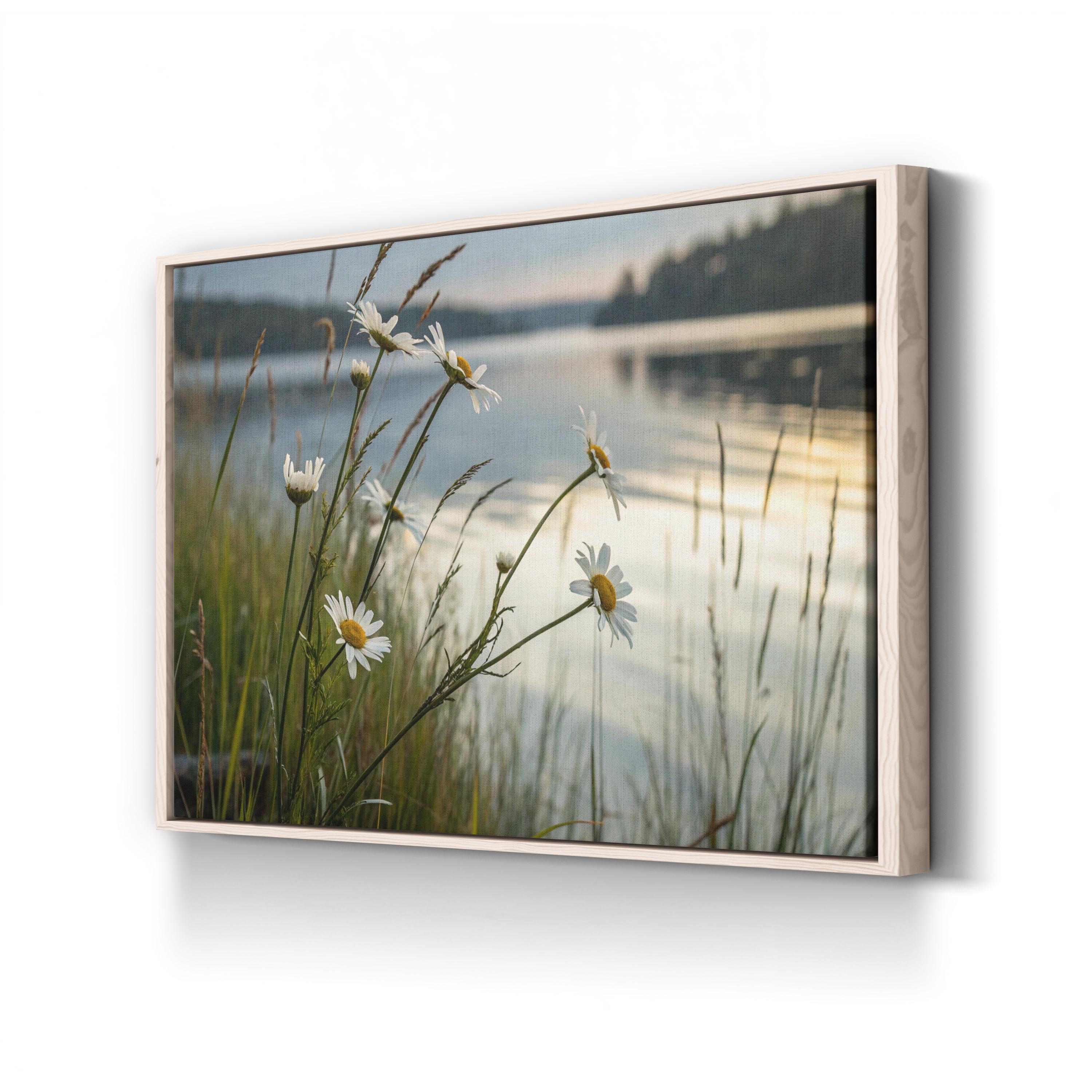Lake Welsperg Canvas Wall Art — Tranquil Lakeside Floral Landscape Print, South Tyrol Italy