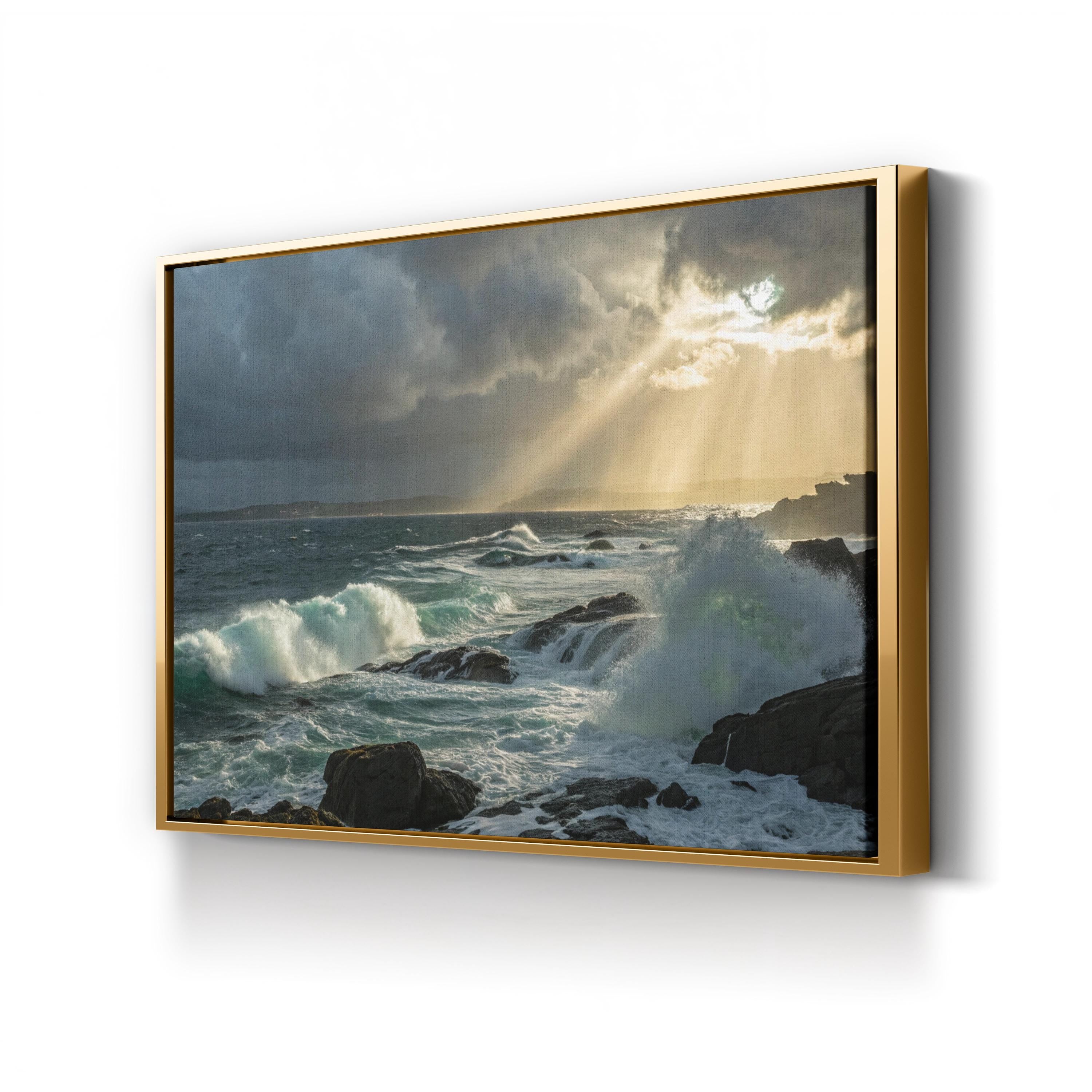 Dramatic Ocean Waves – Framed Coastal Seascape Canvas