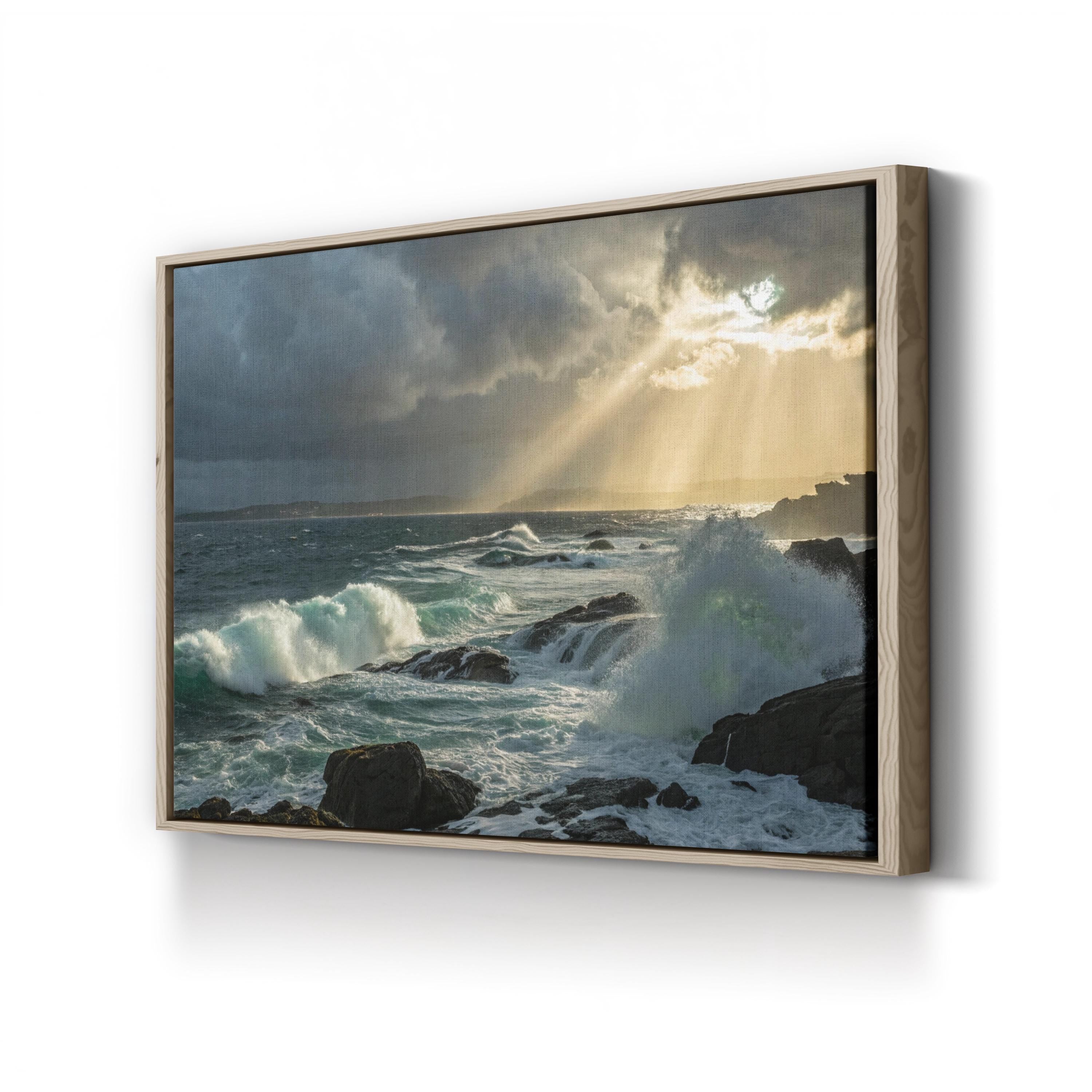 Dramatic Ocean Waves – Framed Coastal Seascape Canvas