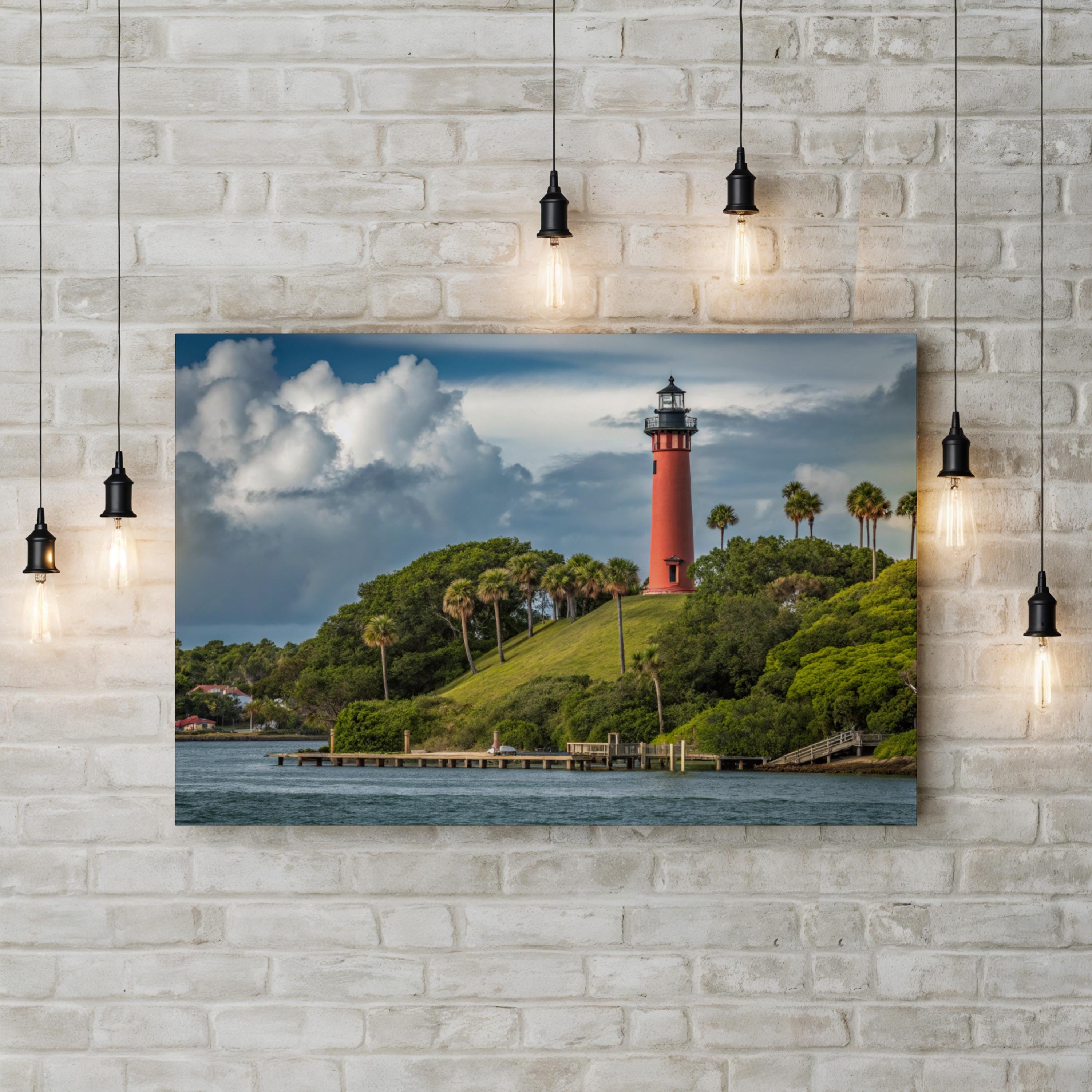 Jupiter Inlet Lighthouse Wall Art — Florida Coastal Landscape Canvas Print