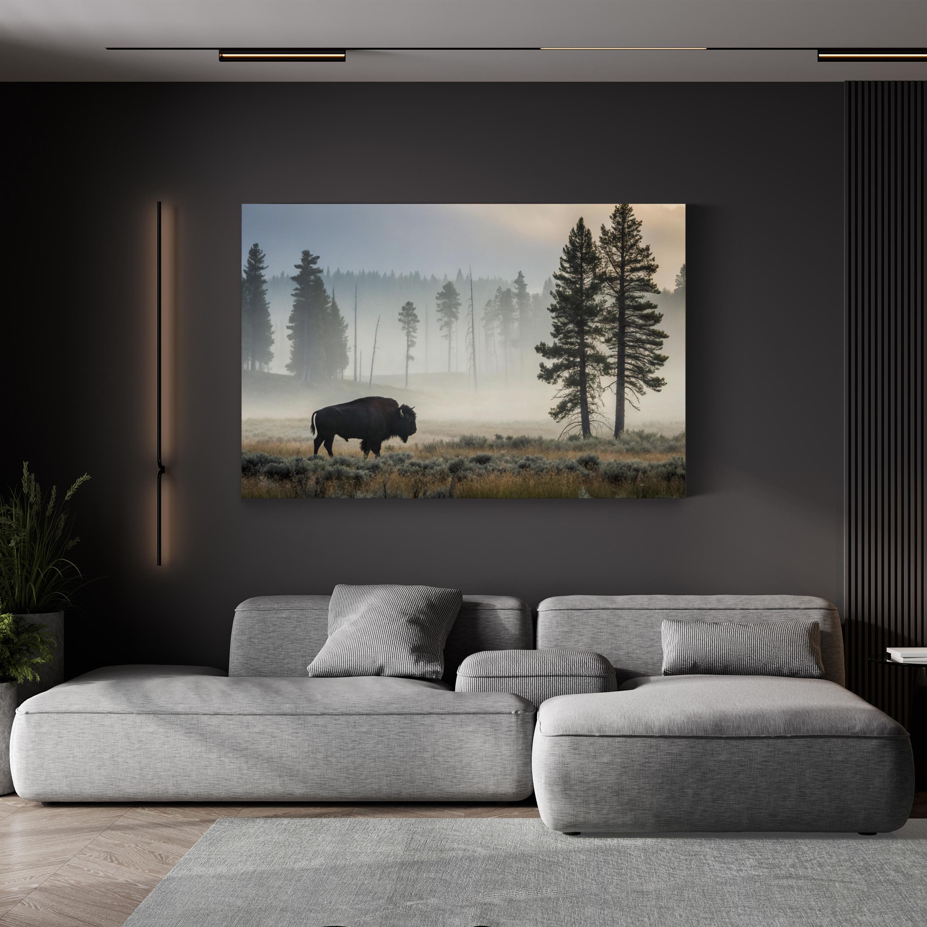 Lone Buffalo Canvas – Wild West Landscape Wall Art
